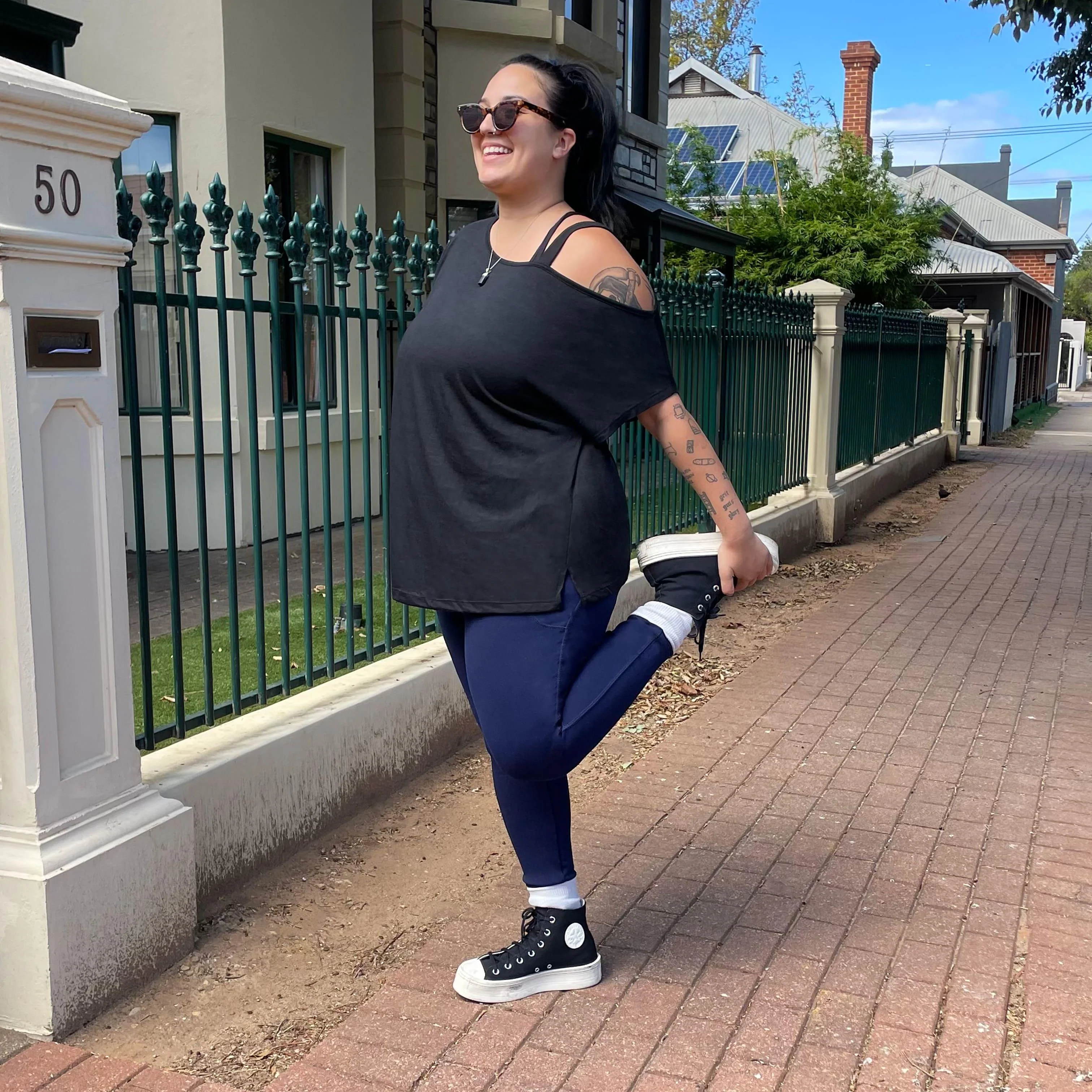 Debbie Off Shoulder Tee - Black - Zenithce