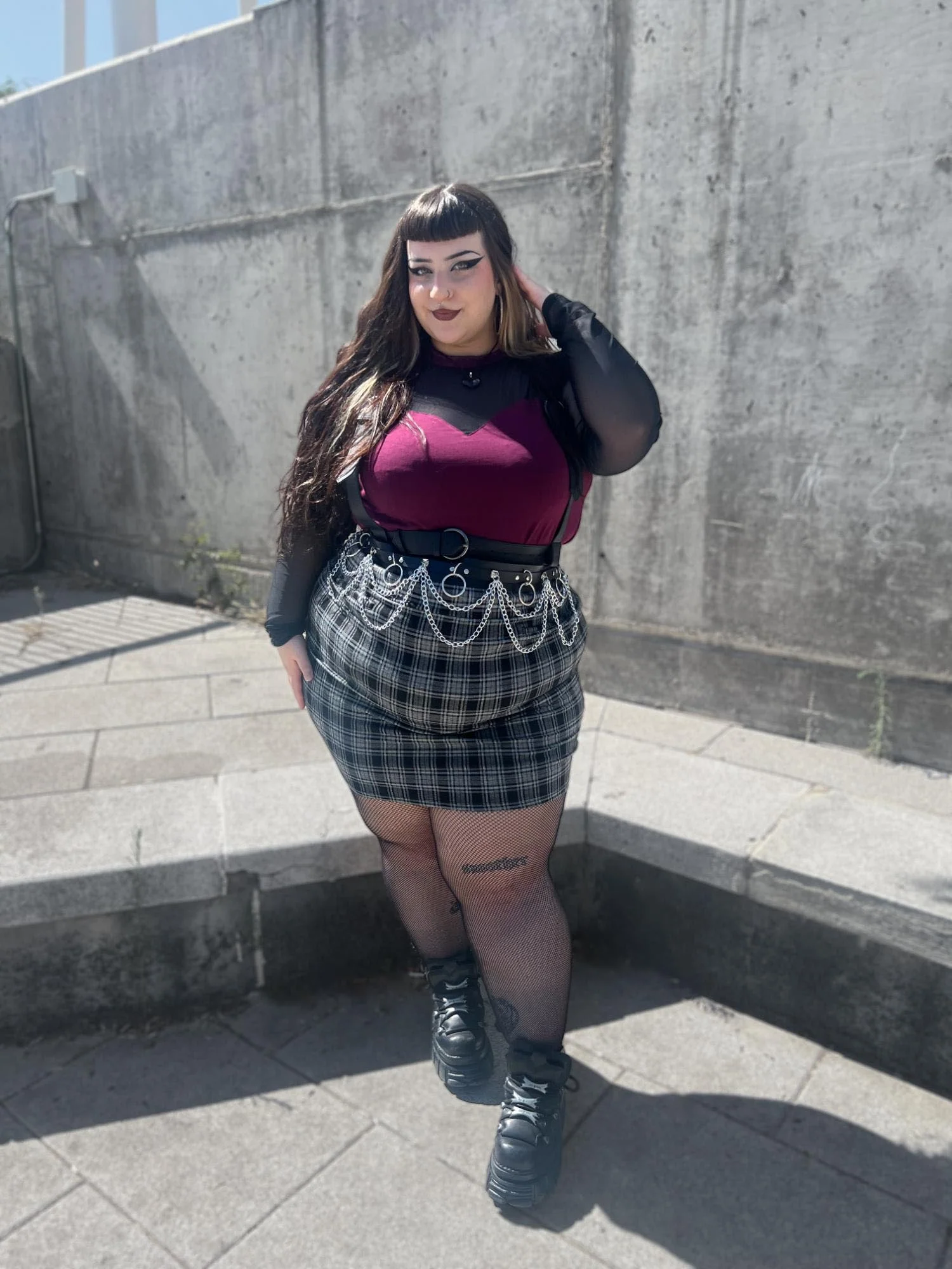 Plaid Mini Skirt - Black & Grey - Zenithce