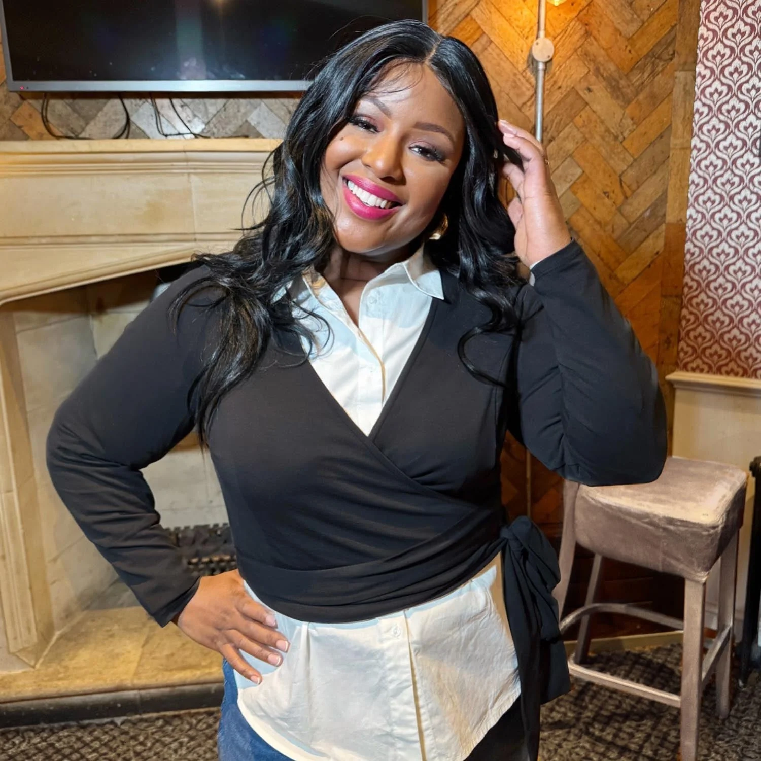 Organic Cotton Wrap Top - Black - Zenithce