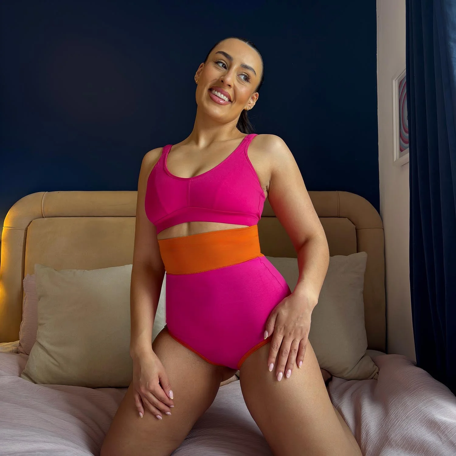 Organic Cotton Super High Waist Duo Knickers - Barbara & Papaya - Zenithce