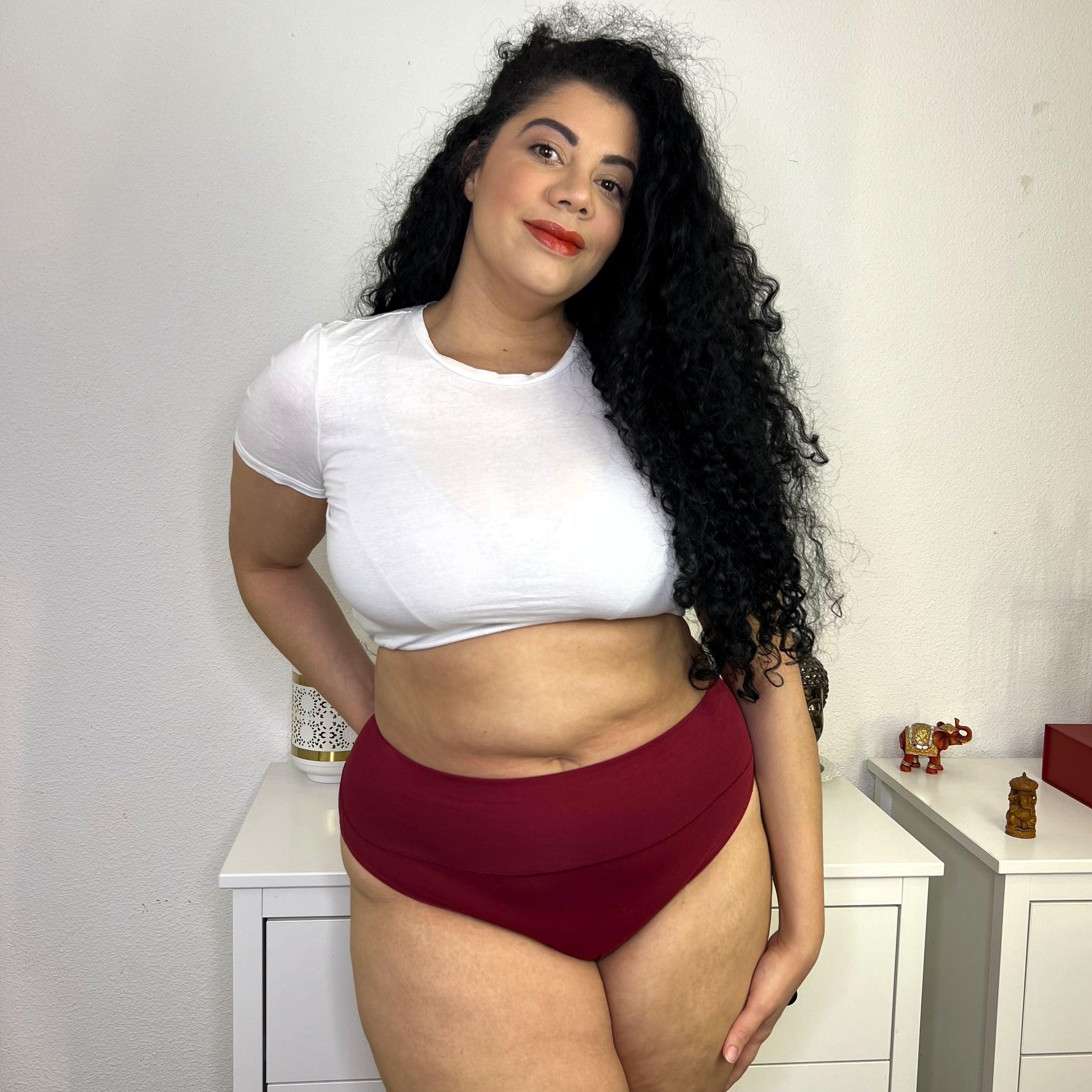 Organic Cotton Super High Leg Knickers - Blood red - Zenithce