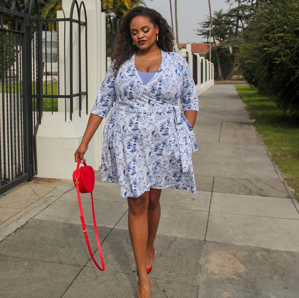 Mini Wrap Dress - Passion au Jardin - L'Amour Bleu - Zenithce