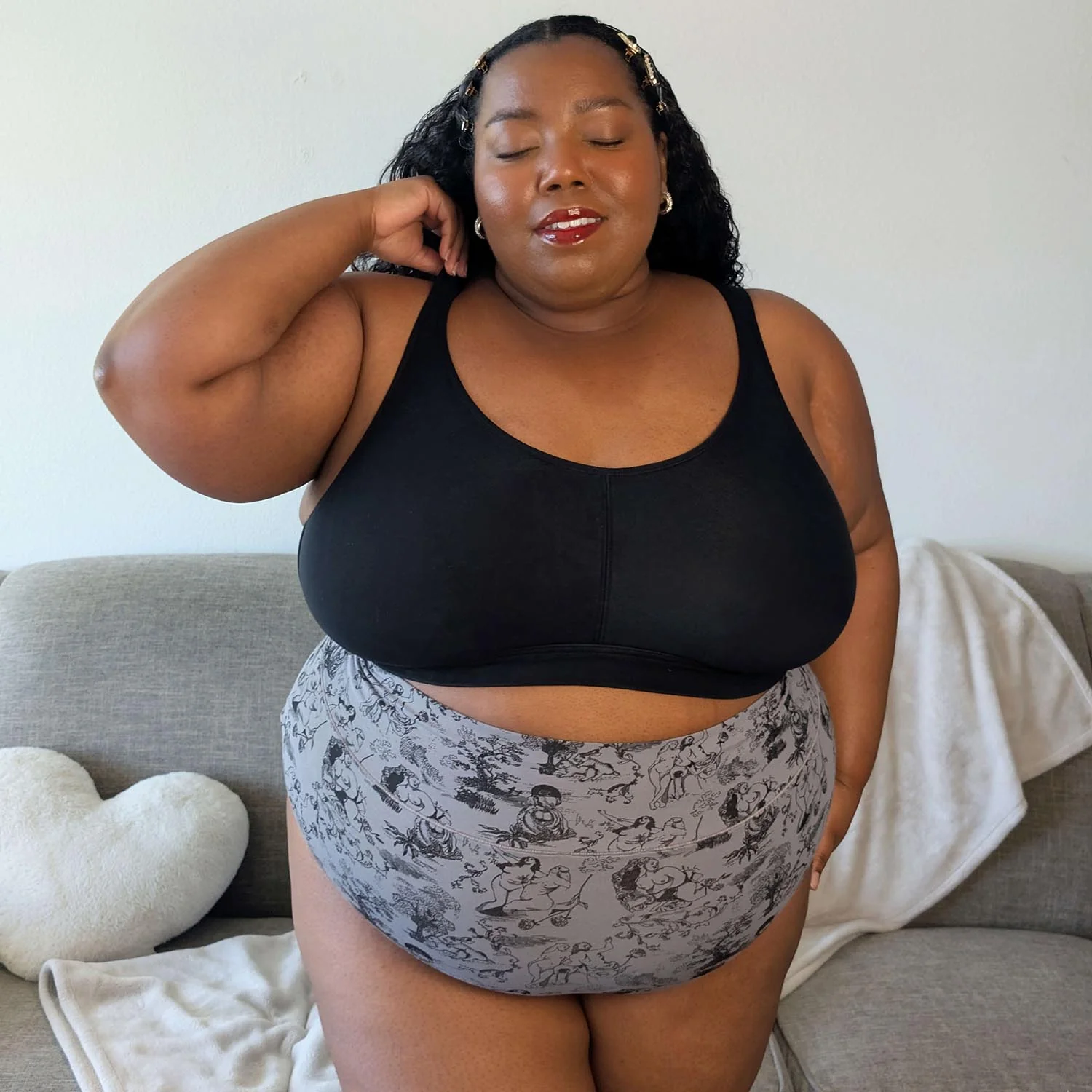 Organic Cotton Super High Waist Knickers - Passion au Jardin - L'Amour Noir - Zenithce