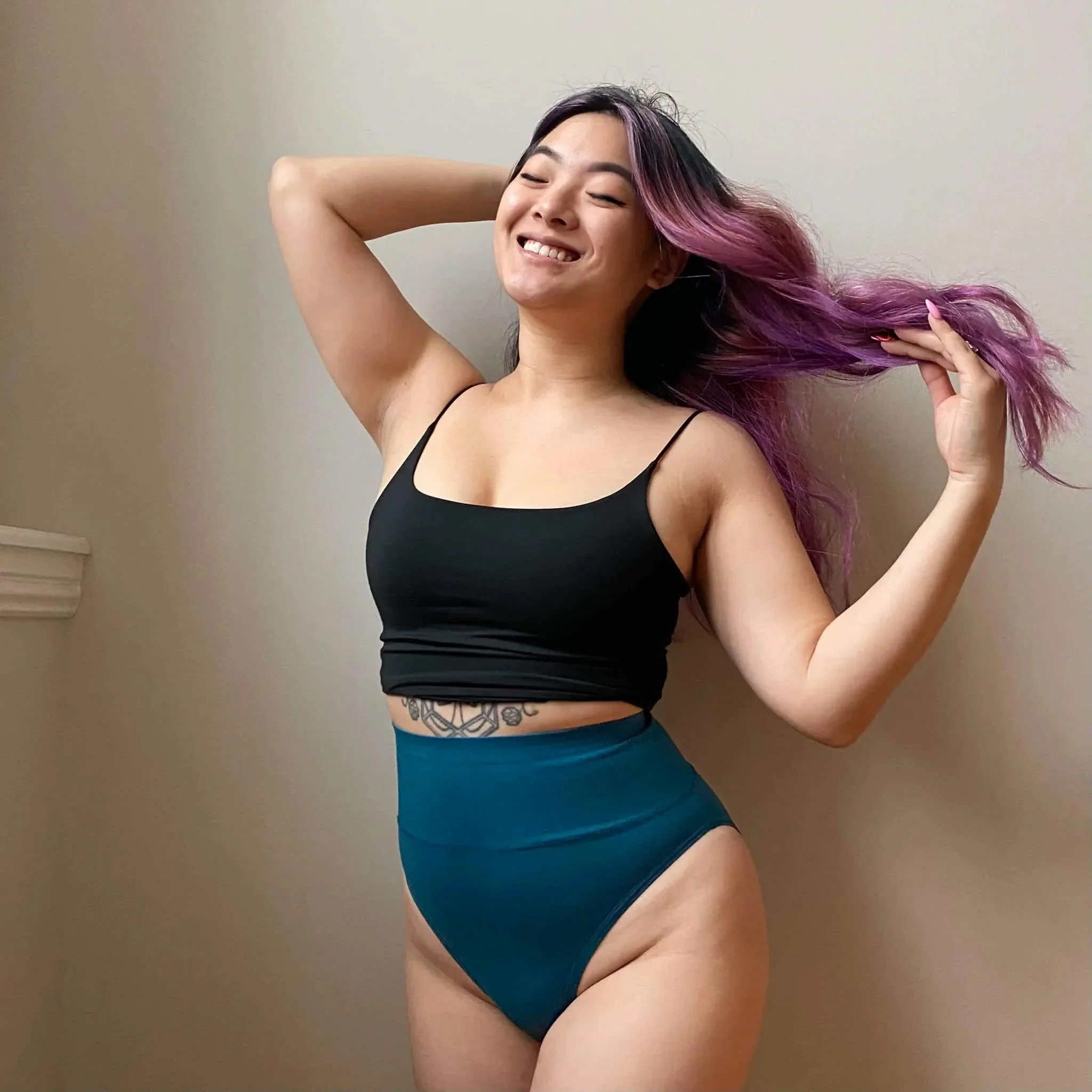 Organic Cotton Super High Leg Knickers - Aurora - Zenithce