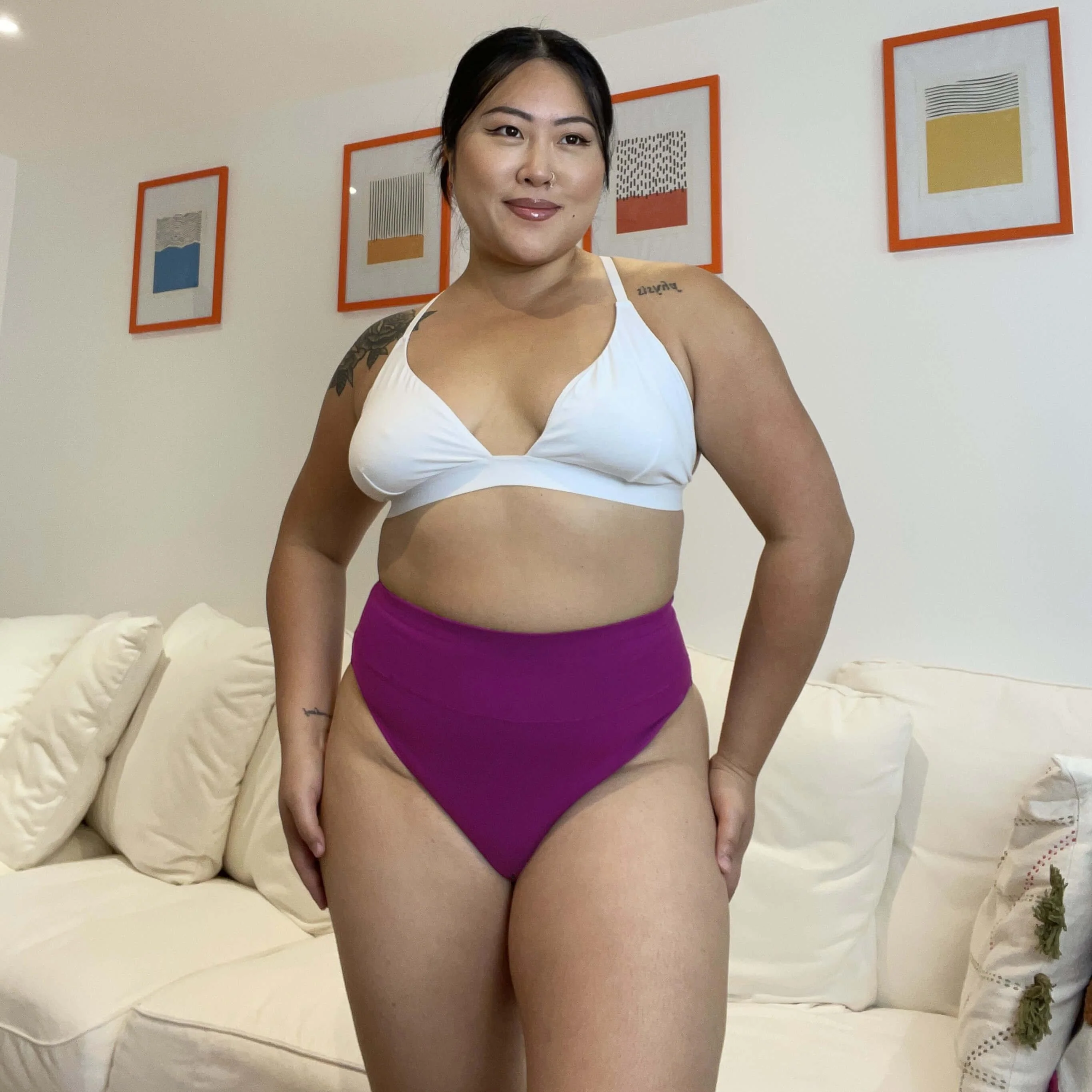 Organic Cotton Super High Leg Knickers - Figgy Pudding - Zenithce