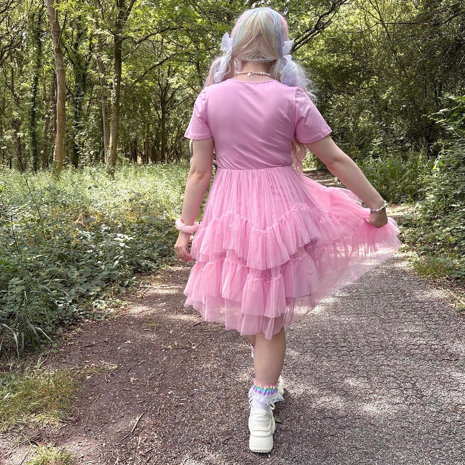 Tee Mesh Dress - Pink Frosting - Zenithce