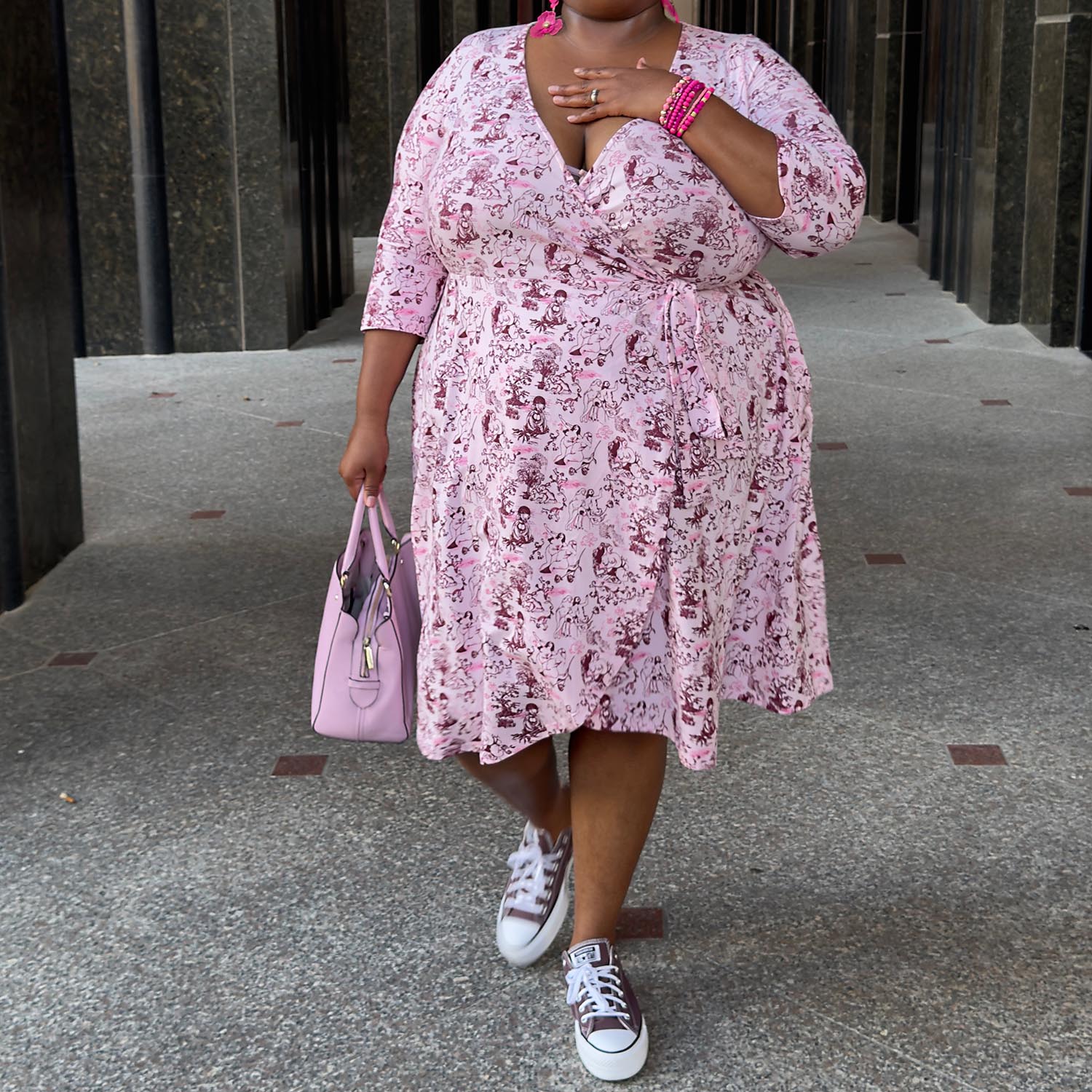 Wrap Dress - Passion au Jardin - L'Amour Rose - Zenithce