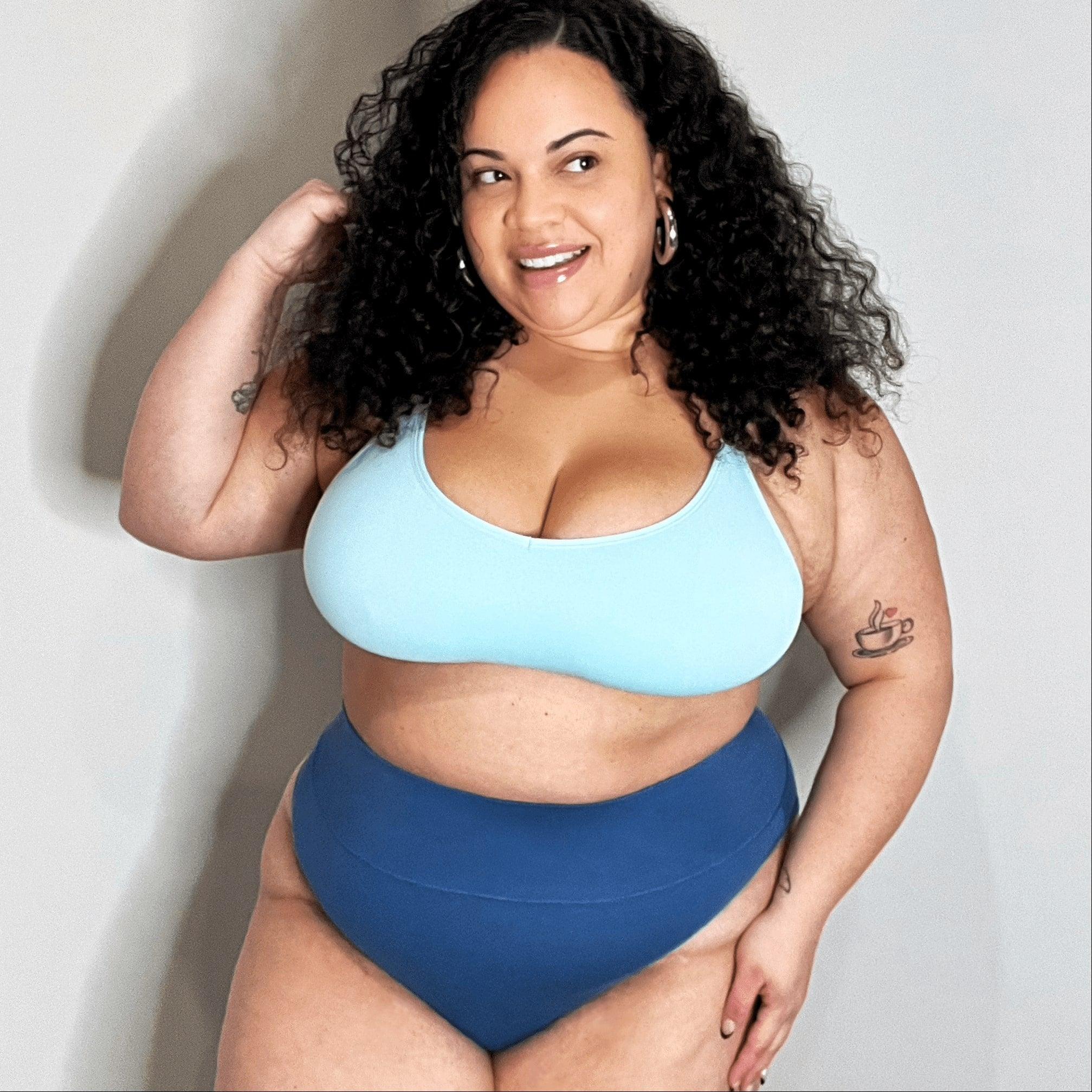 Organic Cotton Super High Leg Knickers - Denim - Zenithce