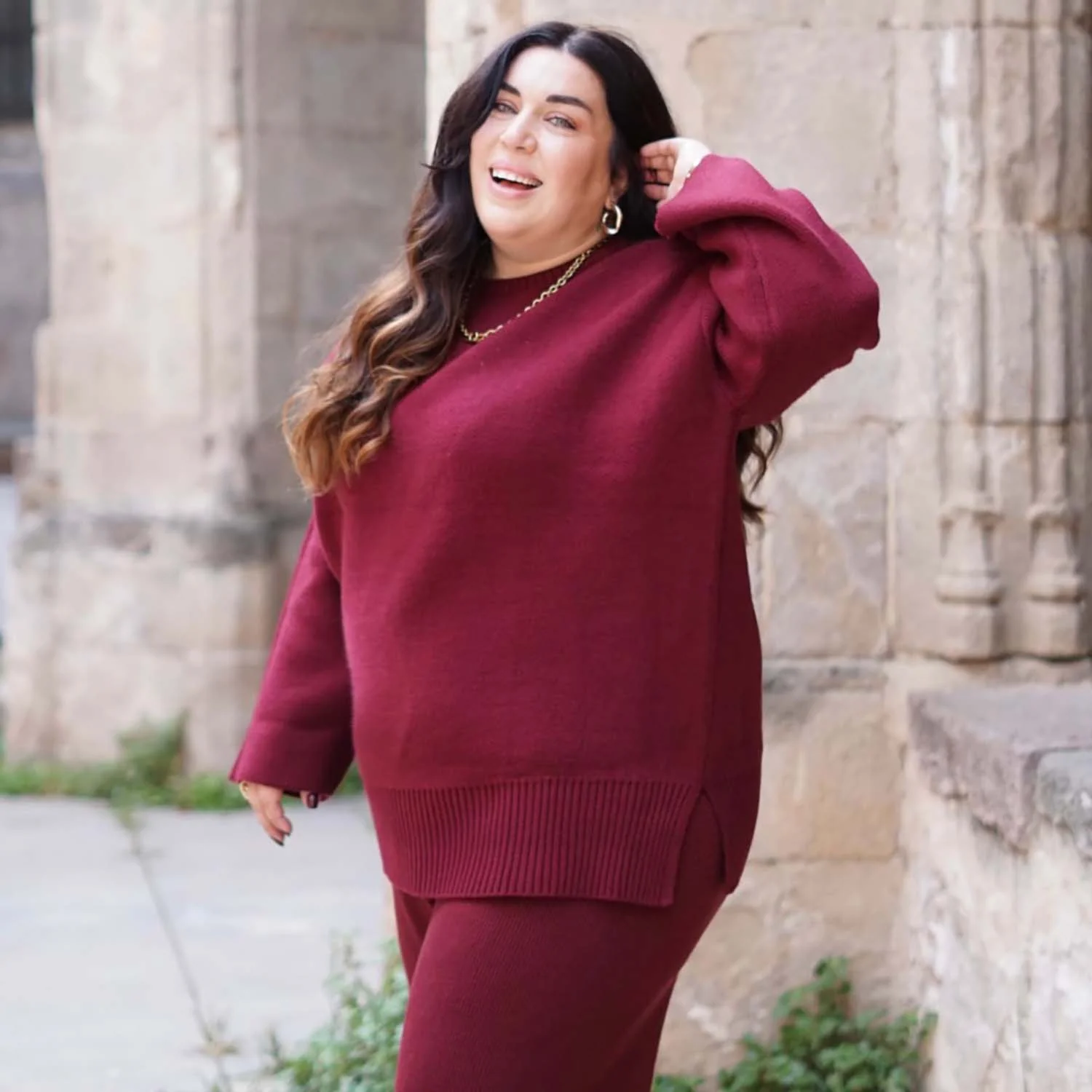 Knit Jumper & Wide Leg Trousers Roast Bundle - Zenithce