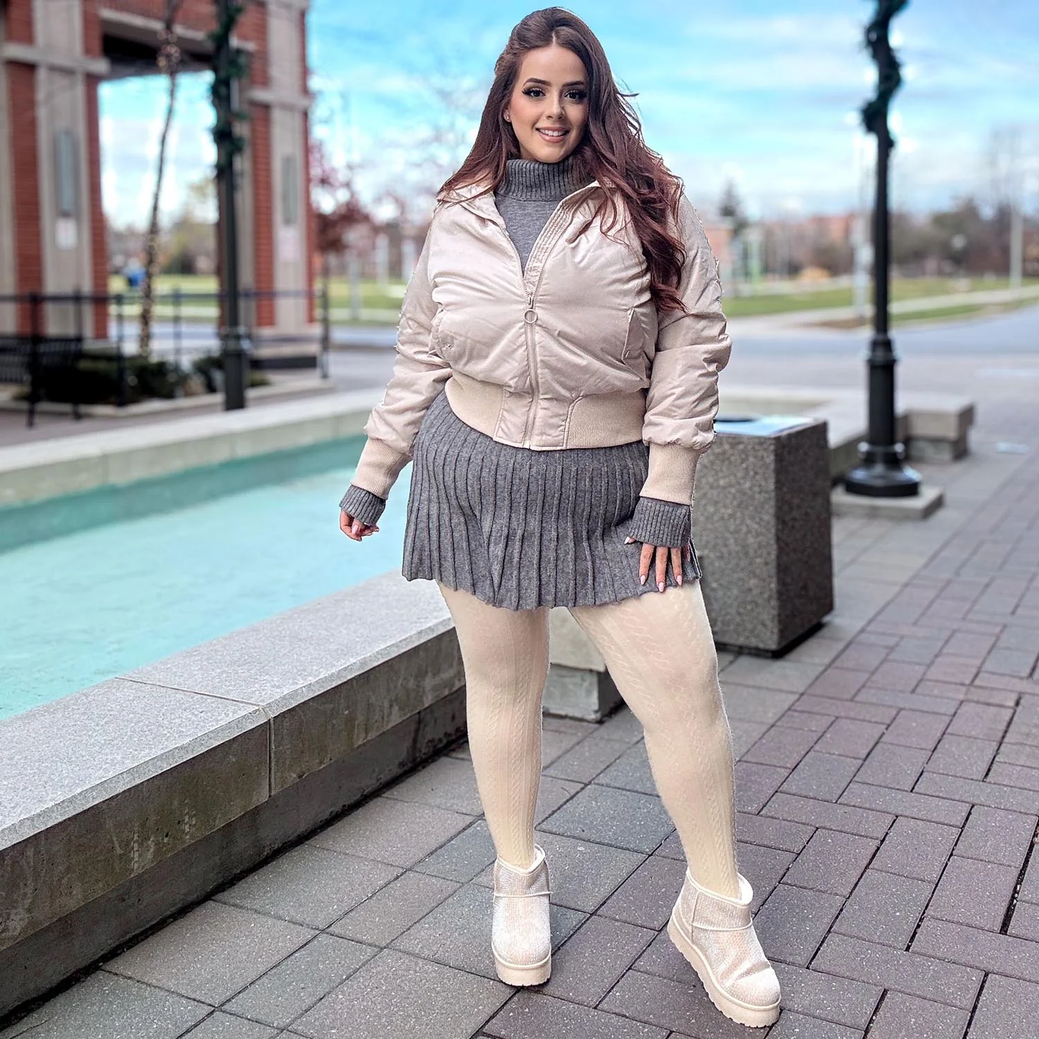 Grannies Cable Knit Wool Tights V2 - Oatmeal - Zenithce