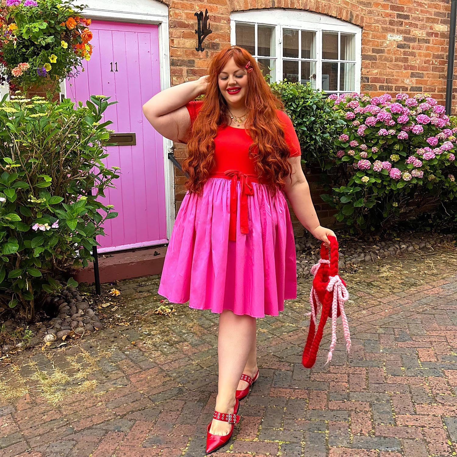 Poplin Tee Dress - Sangria/Pink Lady - Zenithce