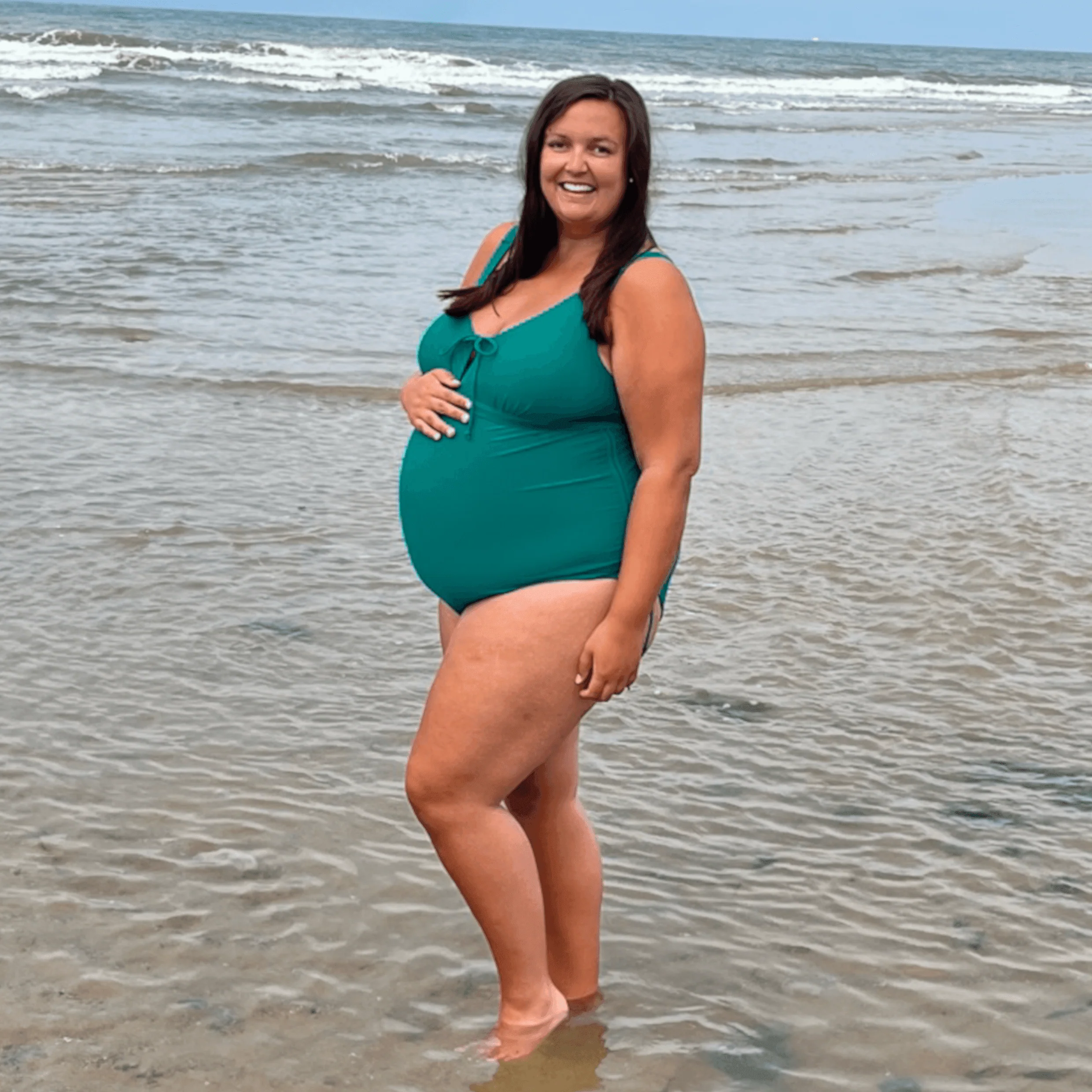 That loving feel'in Maternity Swimsuit - Teal - Zenithce