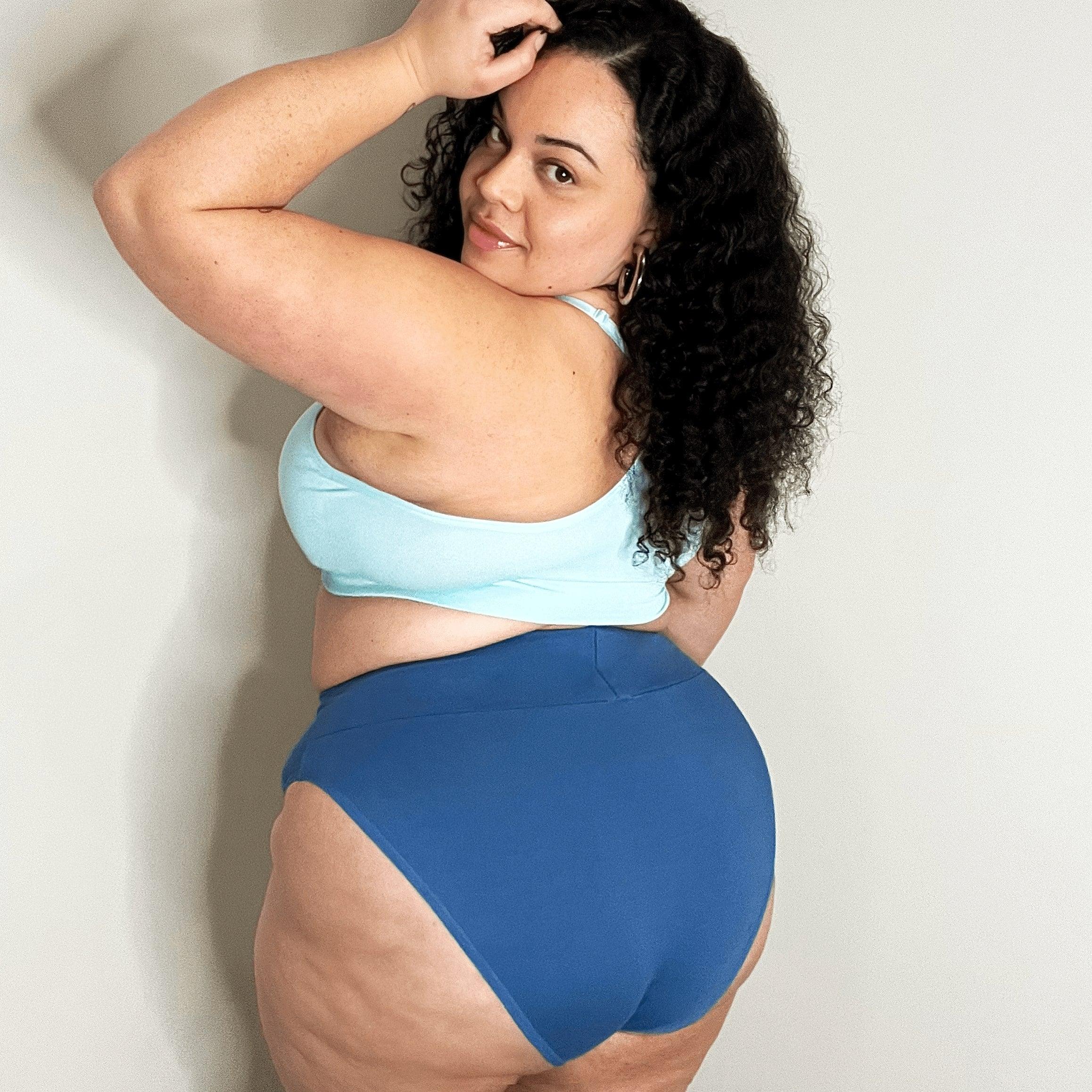 Organic Cotton Super High Leg Knickers - Denim - Zenithce