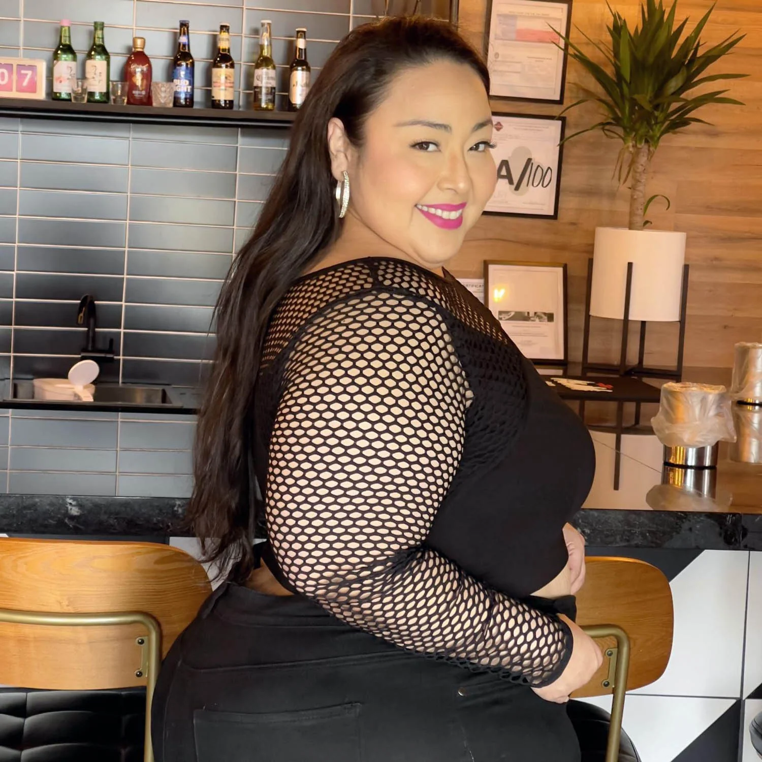 Fishnet Top - Alanis - Black - Zenithce