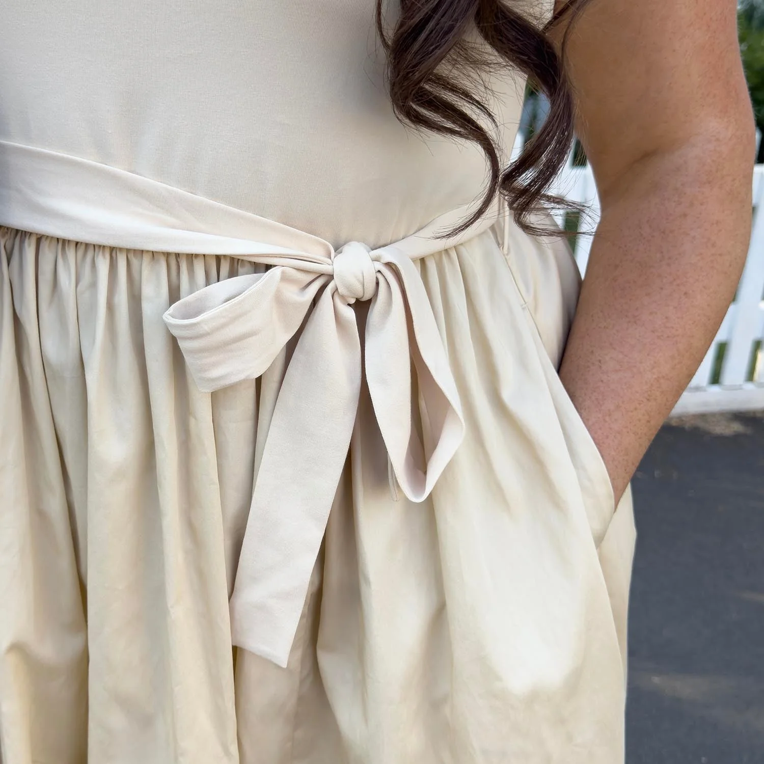 Midaxi Tee Poplin Dress - Oatmeal - Zenithce