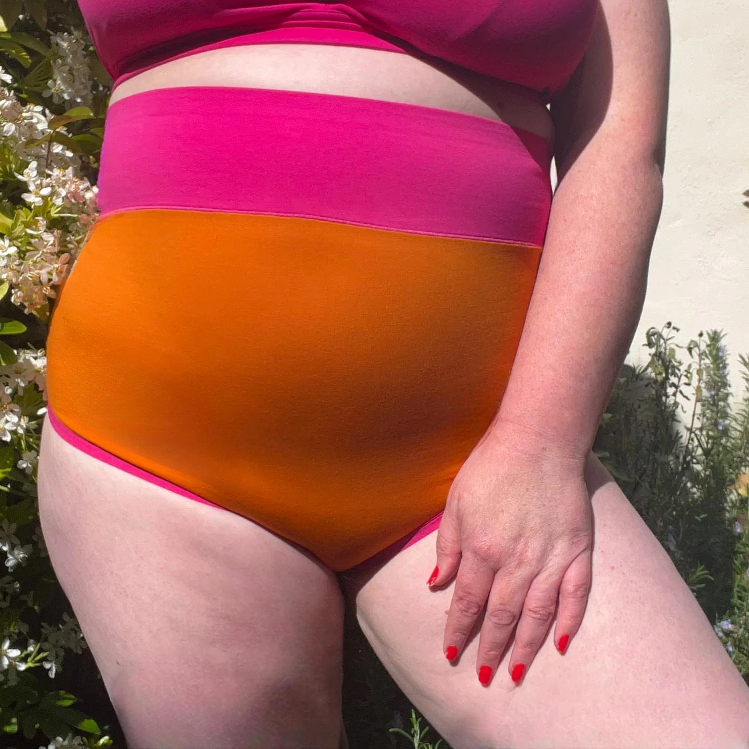 Organic Cotton Super High Waist Duo Knickers - Papaya & Barbara - Zenithce