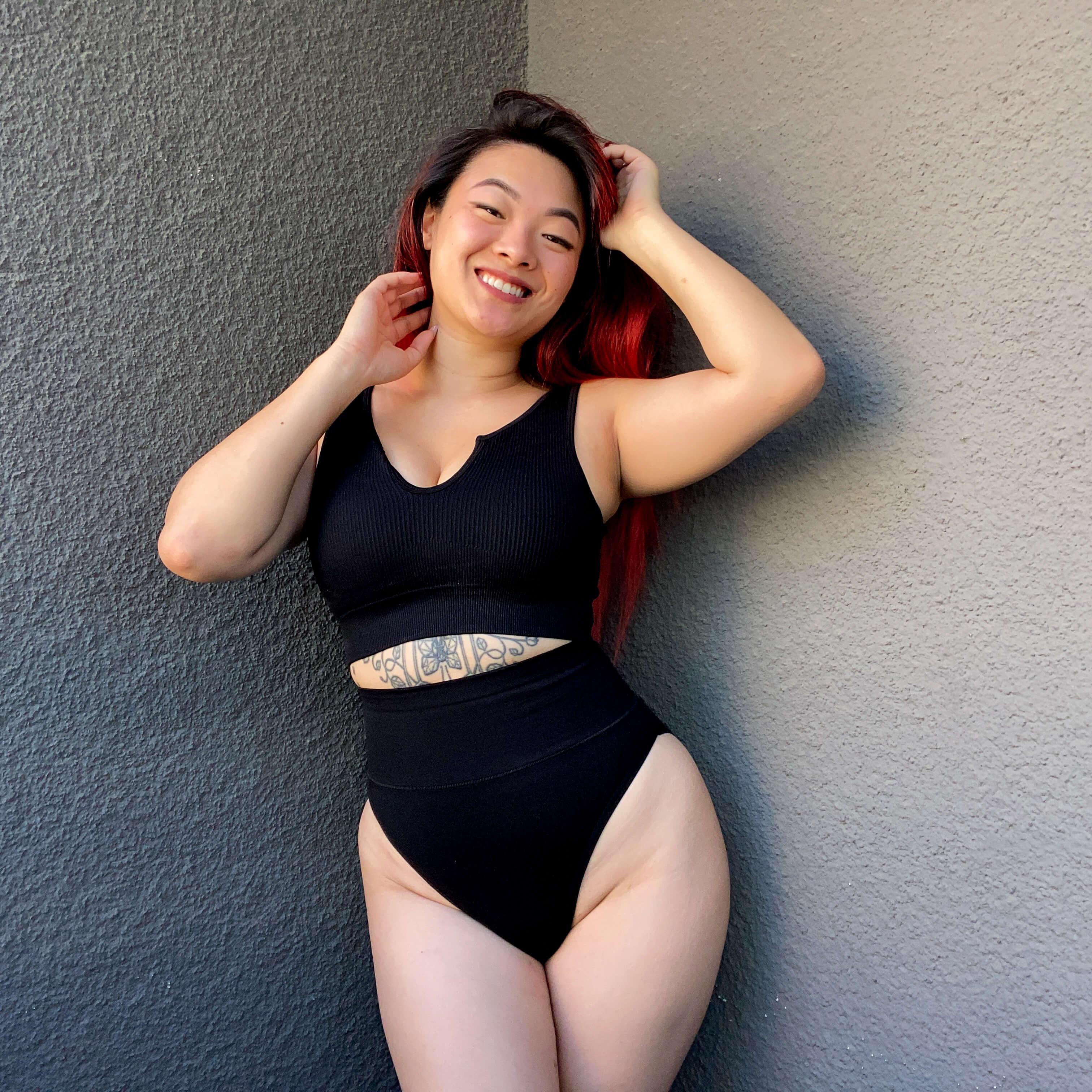 Organic Cotton Super High Leg Knickers - Black - Zenithce