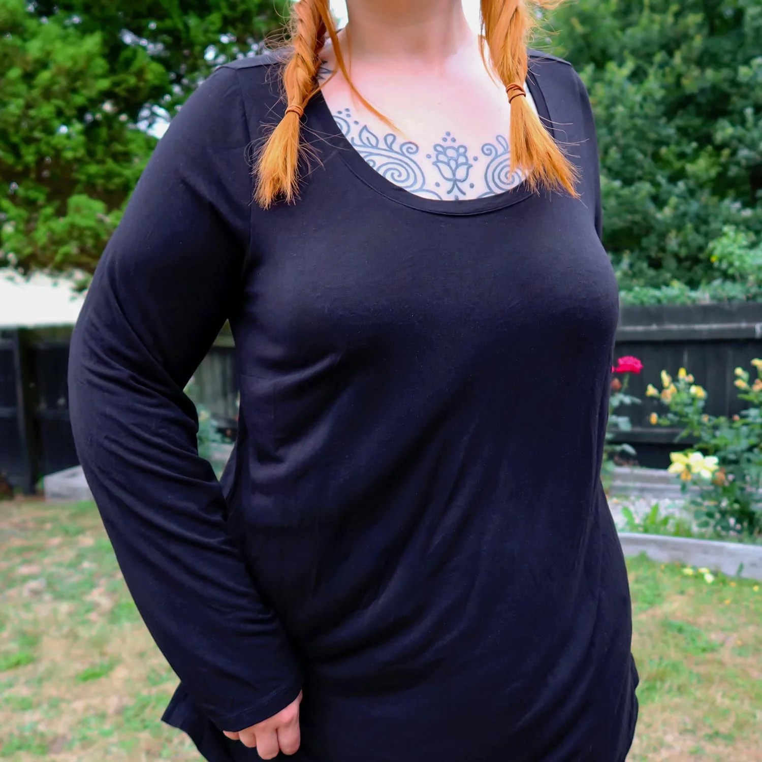 Bamboo Lounge Long Sleeve Top - Black - Zenithce