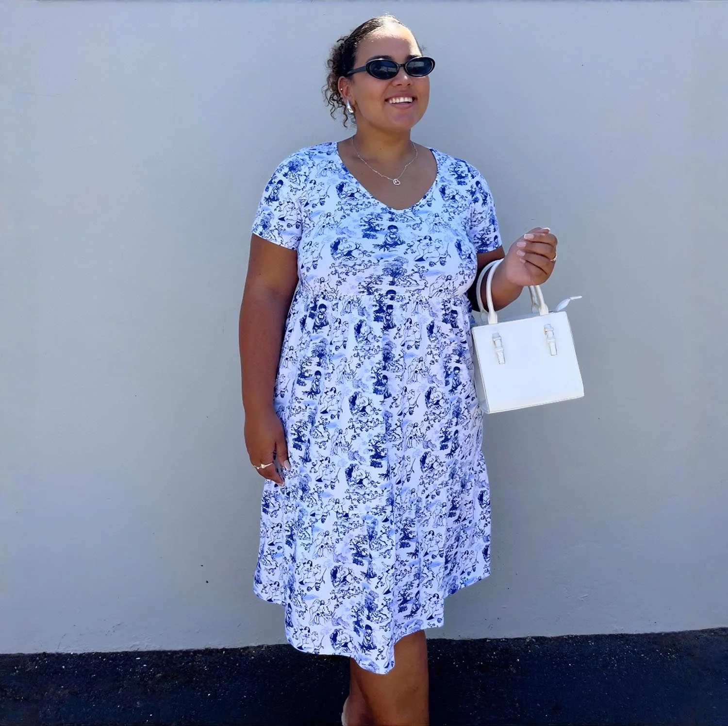 T-Shirt Tiered Dress - Passion au Jardin - L'Amour Bleu - Zenithce