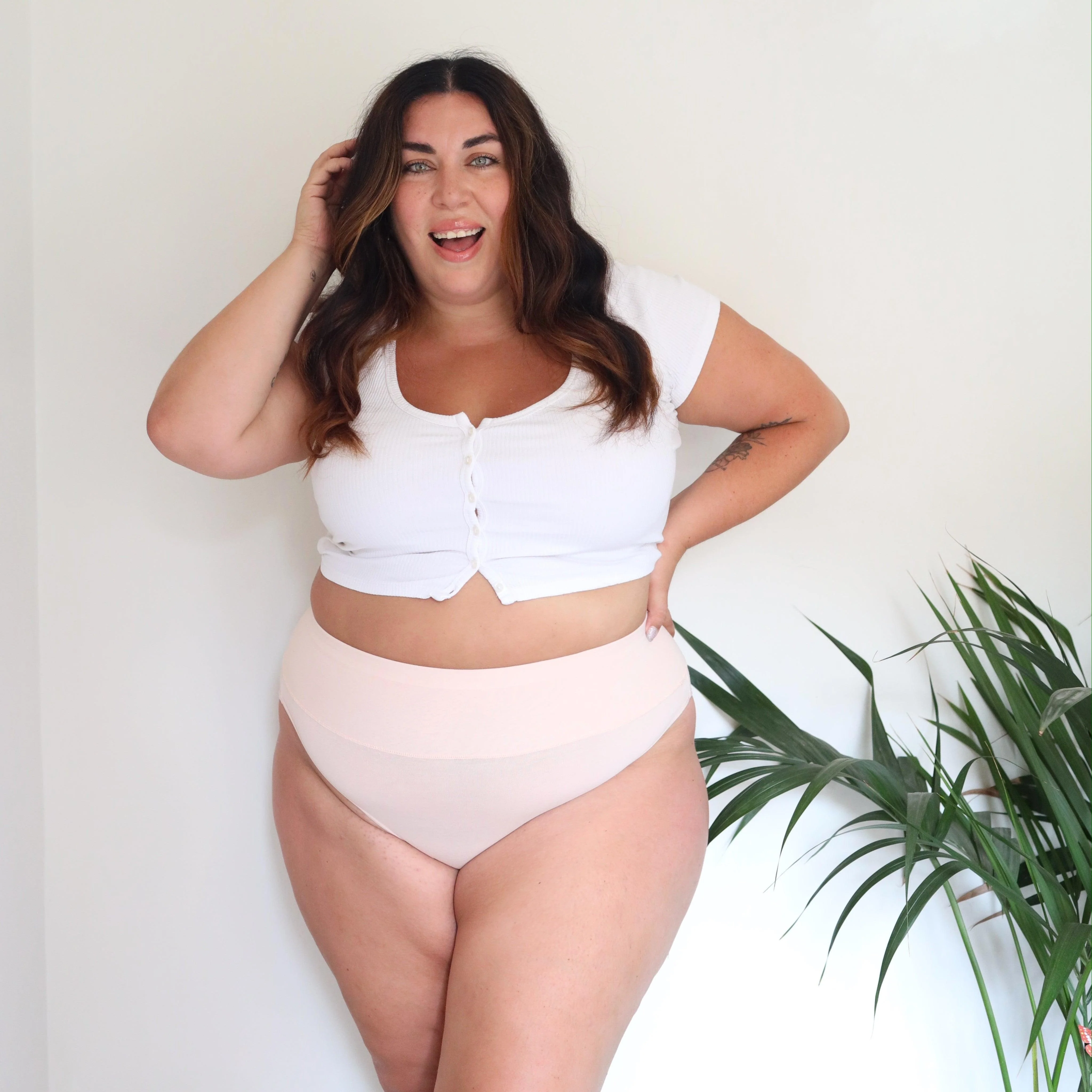 Organic Cotton Super High Leg Knickers - Ballet Pink - Zenithce