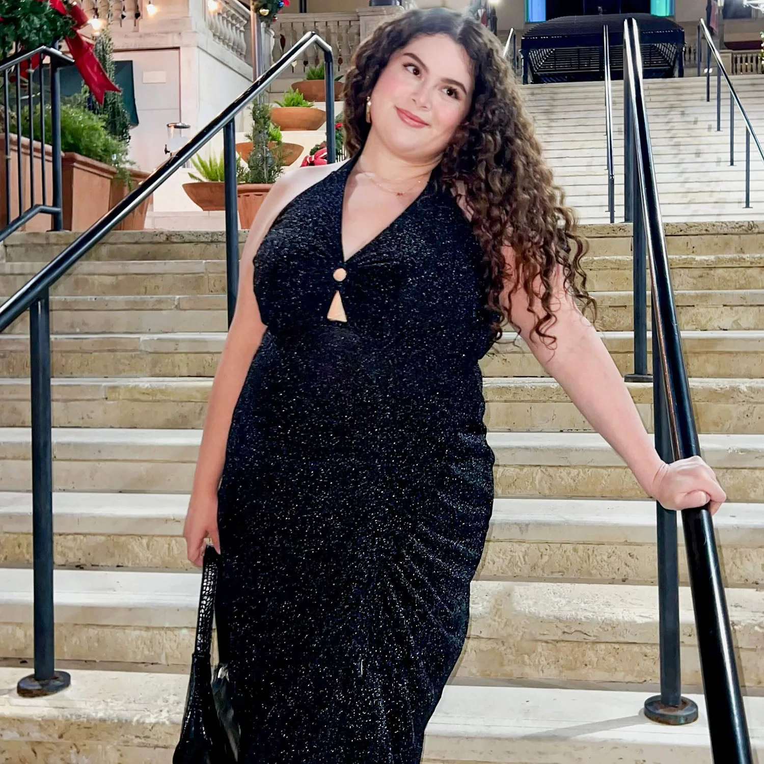 Lurex Halter Dress - Black - Zenithce