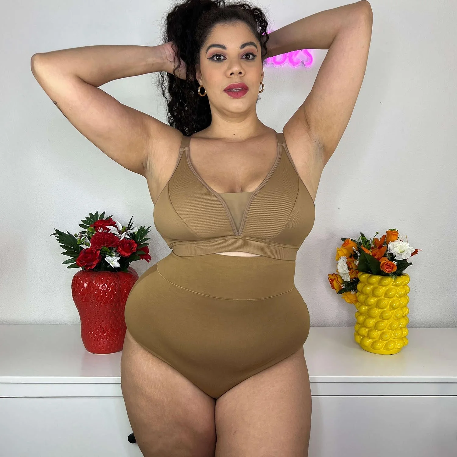 Organic Cotton Super High Waist Knickers - Caramel - Zenithce