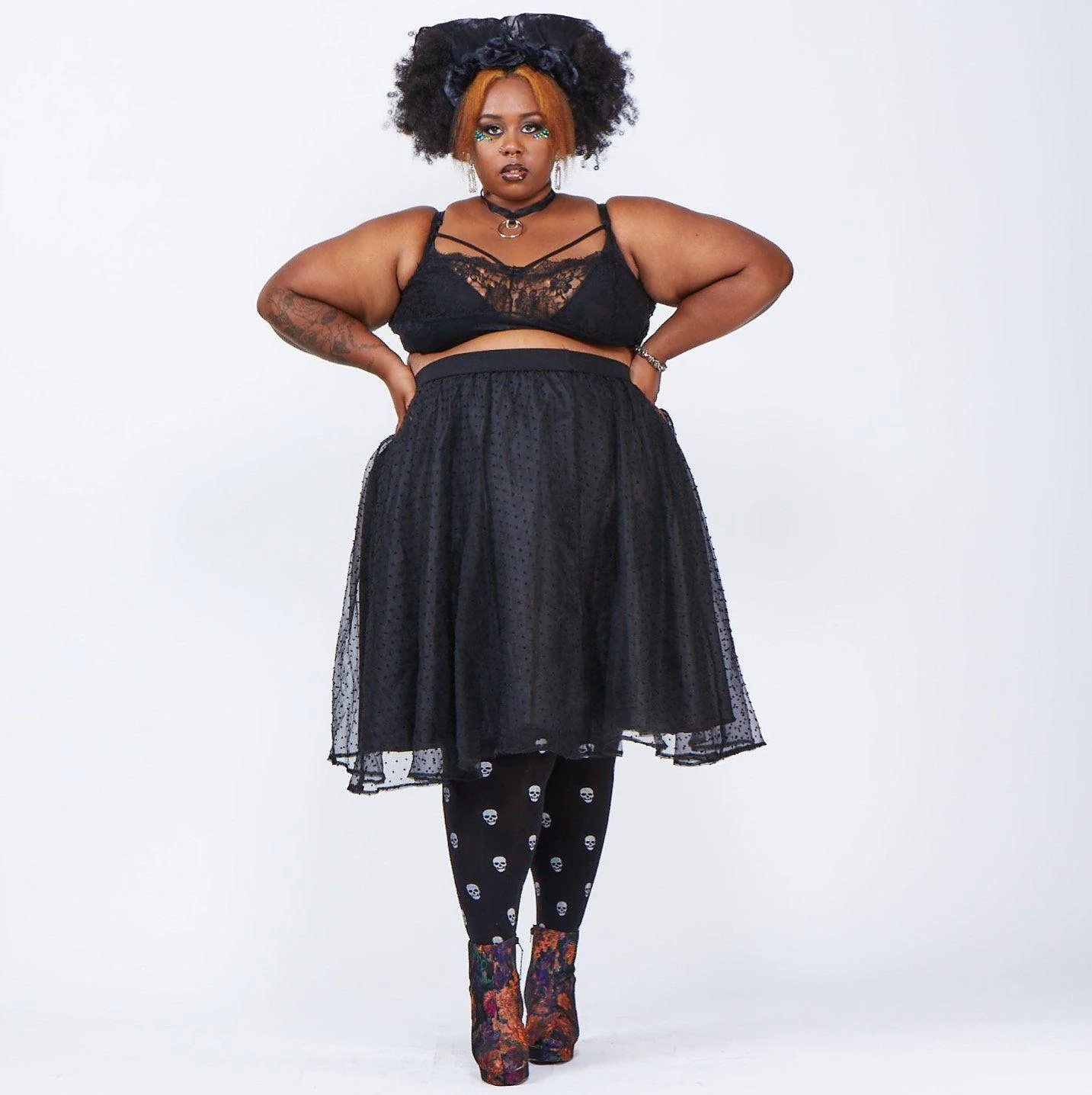 Pattern Tights - Sparkle Skulls - Zenithce