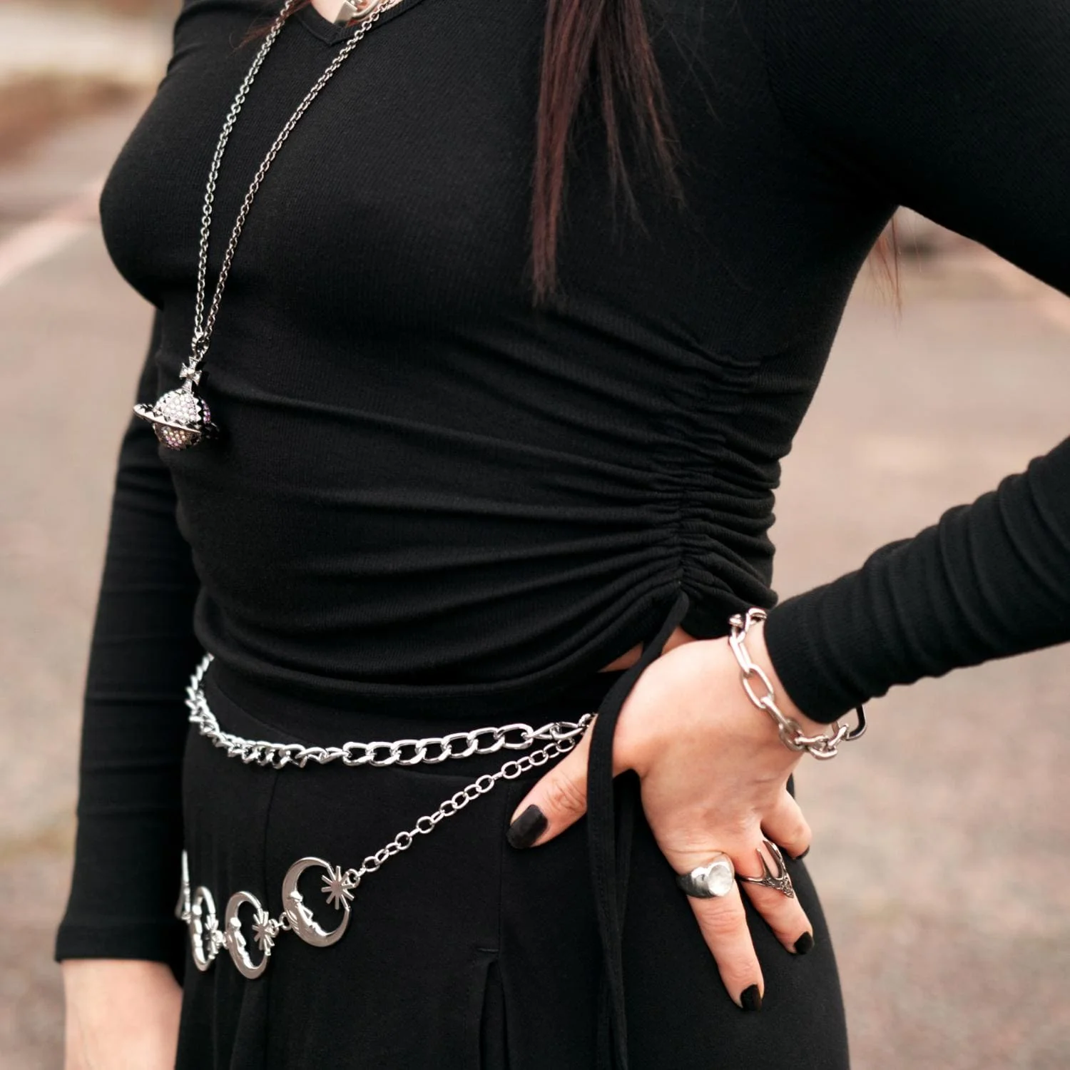 Ruched Rib Top - Black - Zenithce