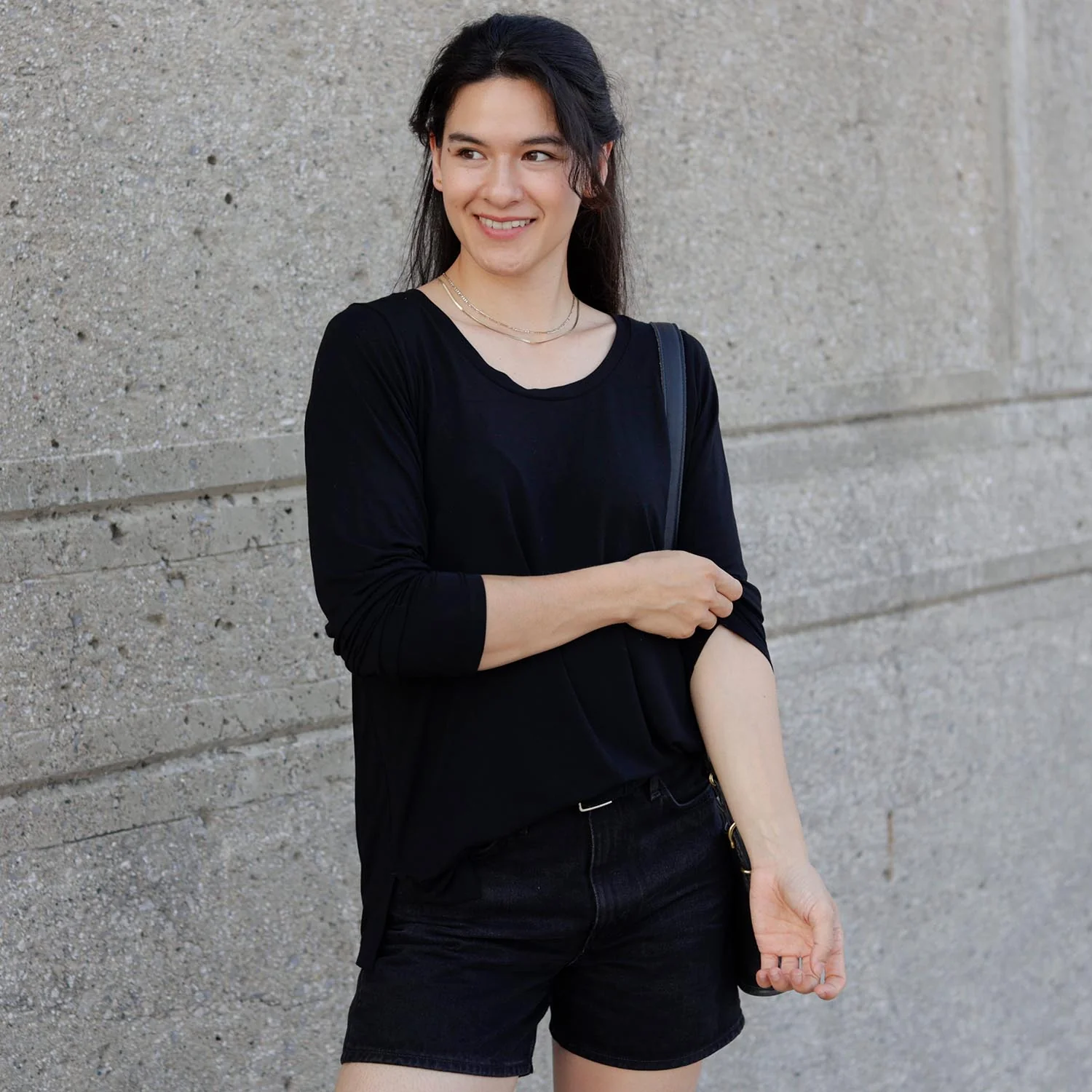 Bamboo Lounge Long Sleeve Top - Black - Zenithce