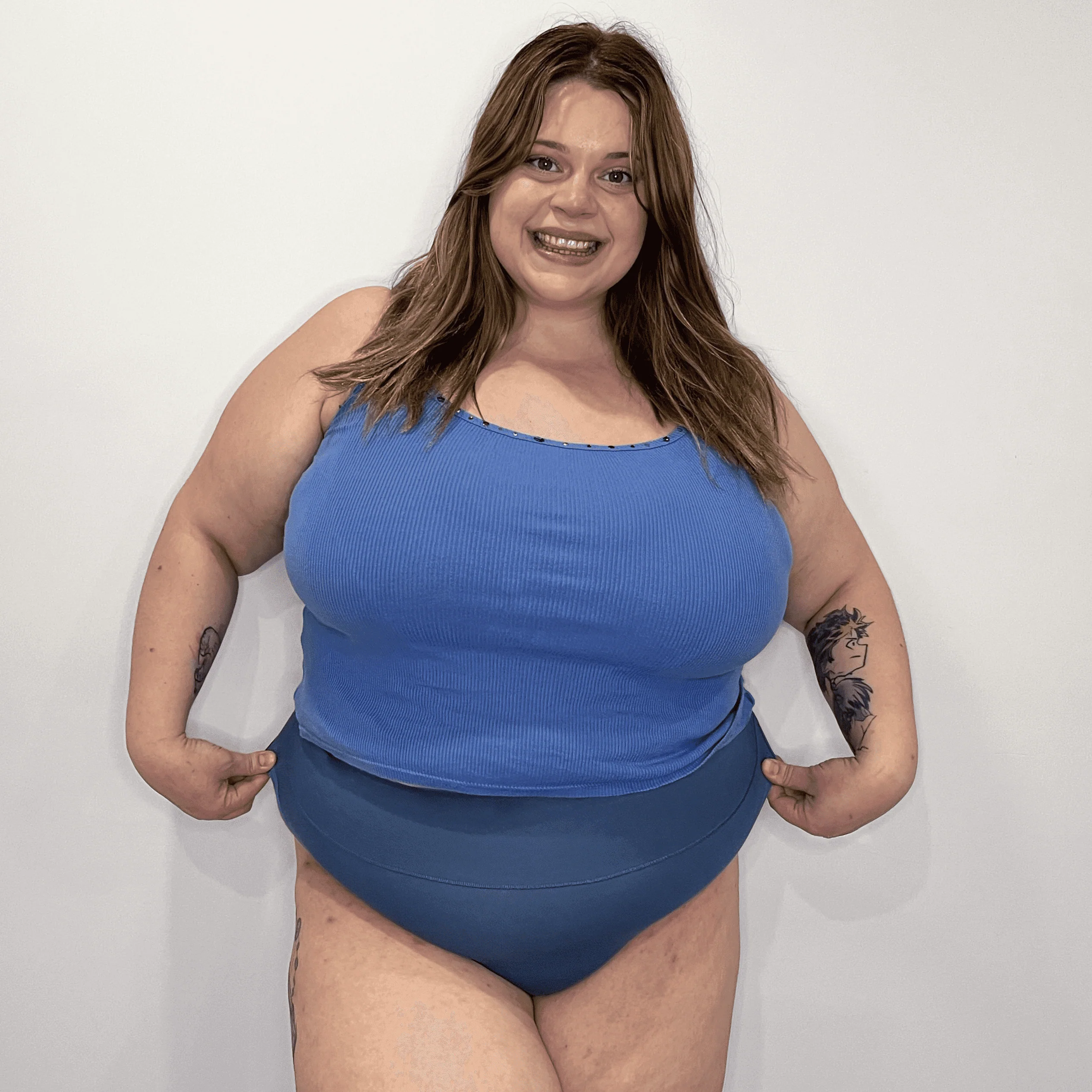 Organic Cotton Super High Leg Knickers - Denim - Zenithce