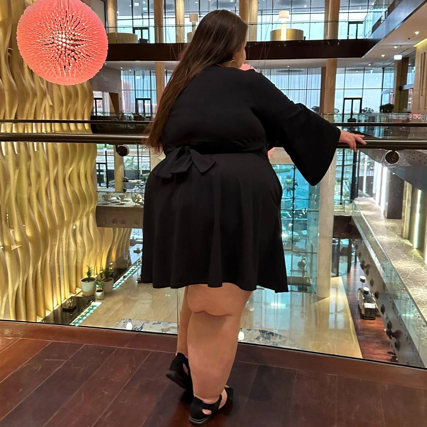 Bell Sleeve Mini Dress - Black - Zenithce