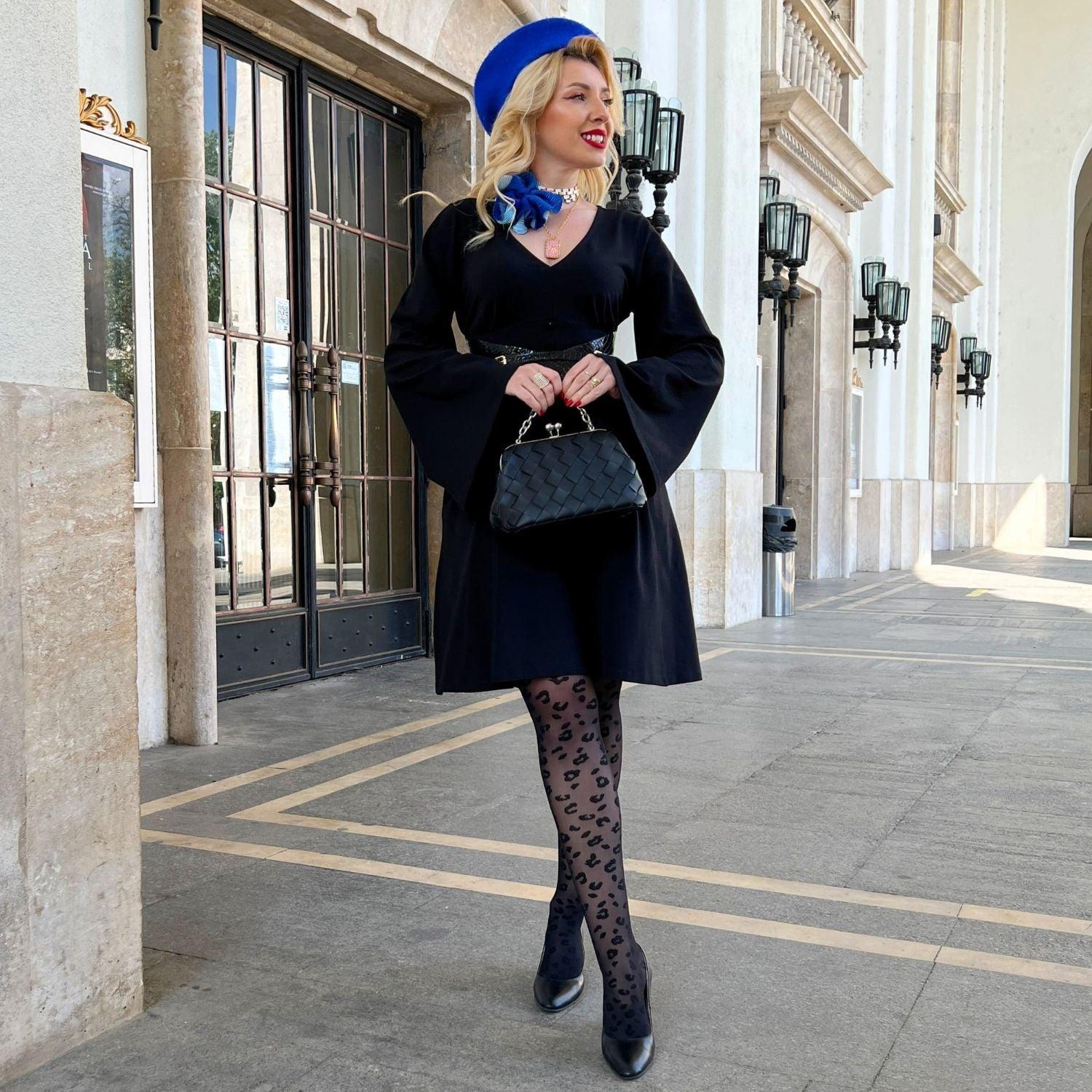 Bell Sleeve Mini Dress - Black - Zenithce