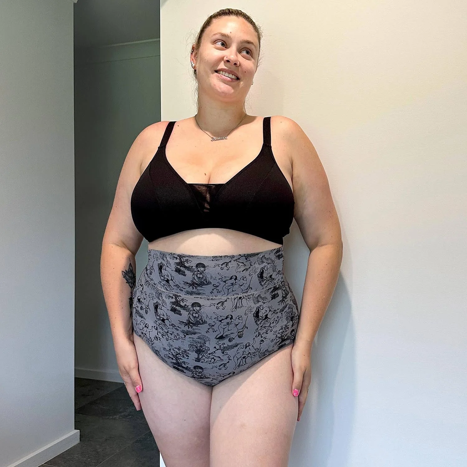 Organic Cotton Super High Waist Knickers - Passion au Jardin - L'Amour Noir - Zenithce