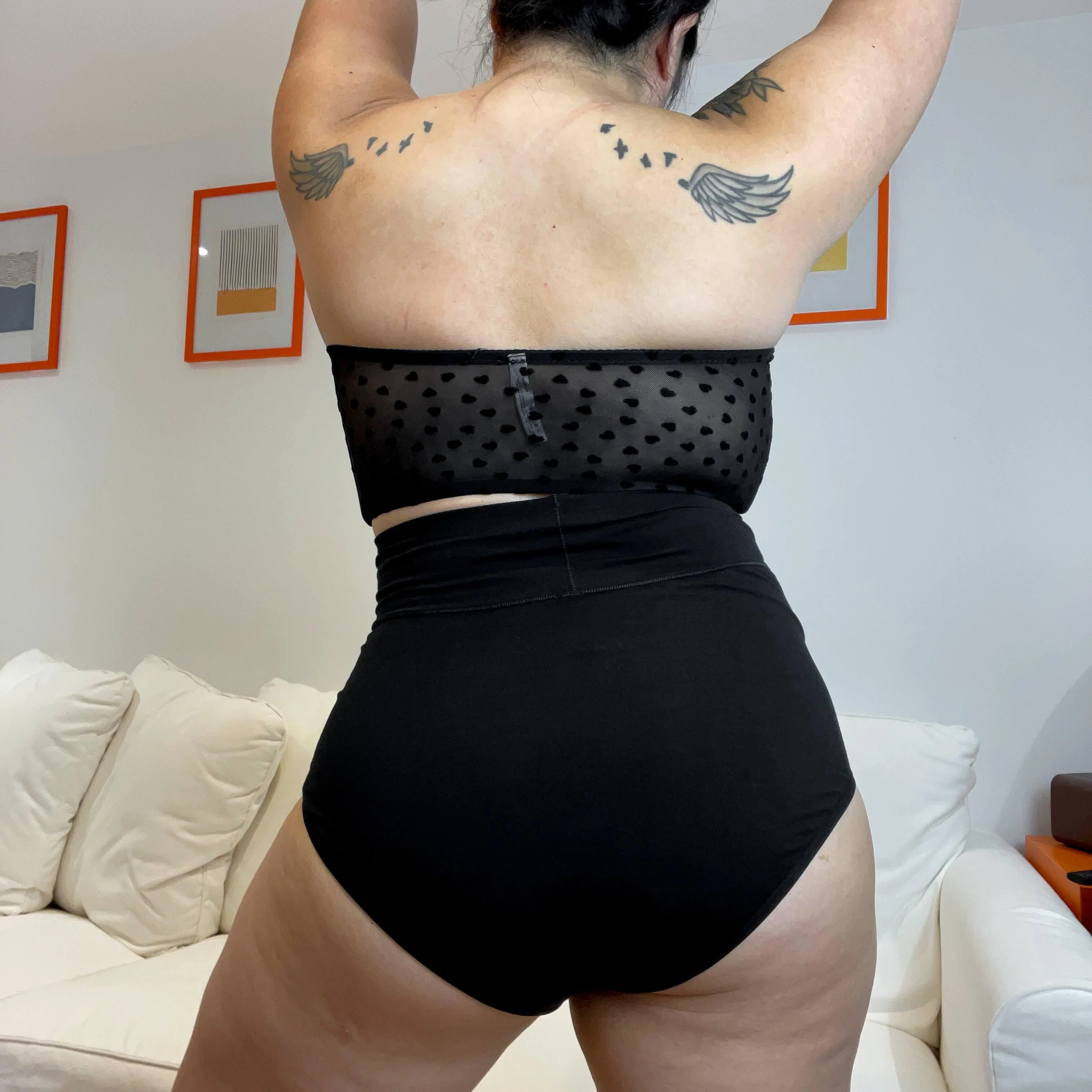 Organic Cotton Super High Waist Knickers - Black - Zenithce