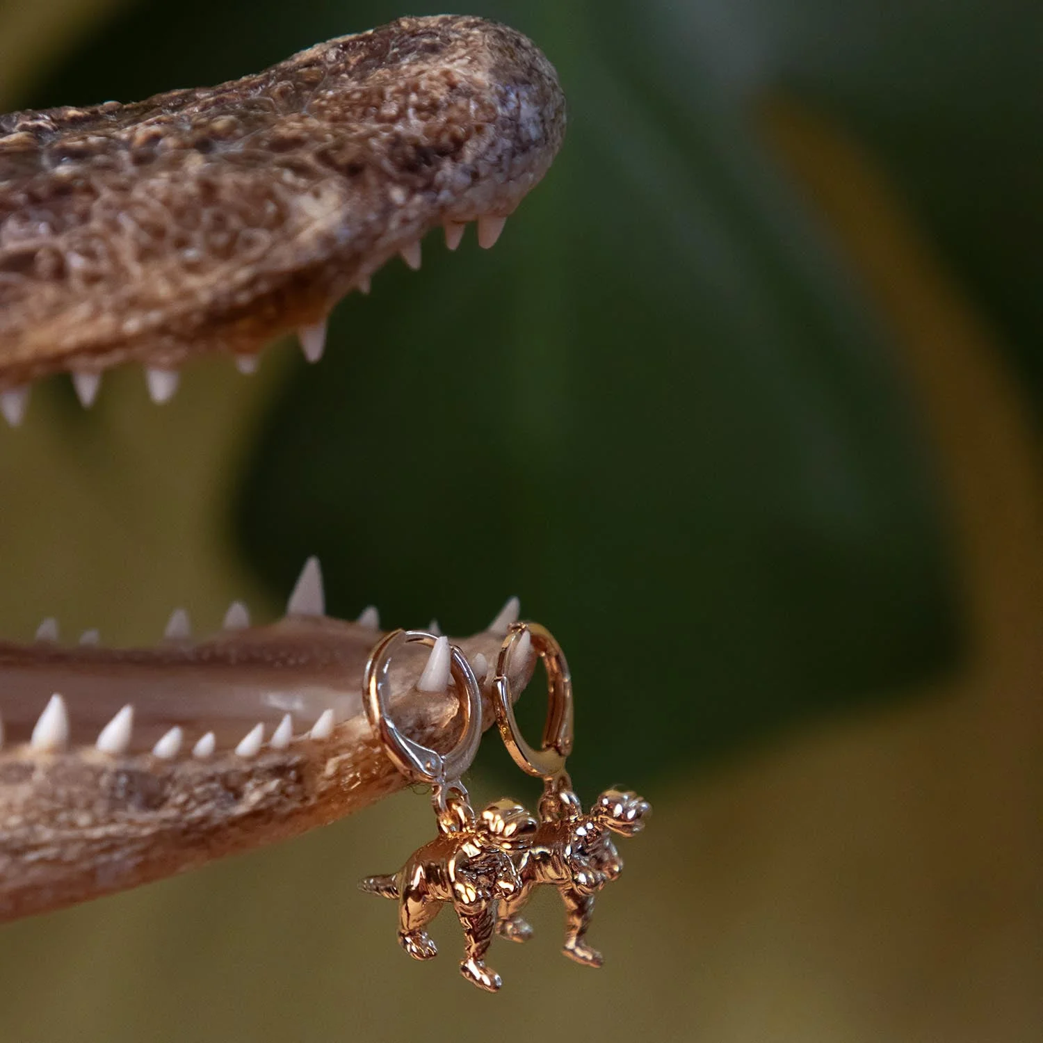 Dinosaur Hoop Earrings - Gold - Zenithce