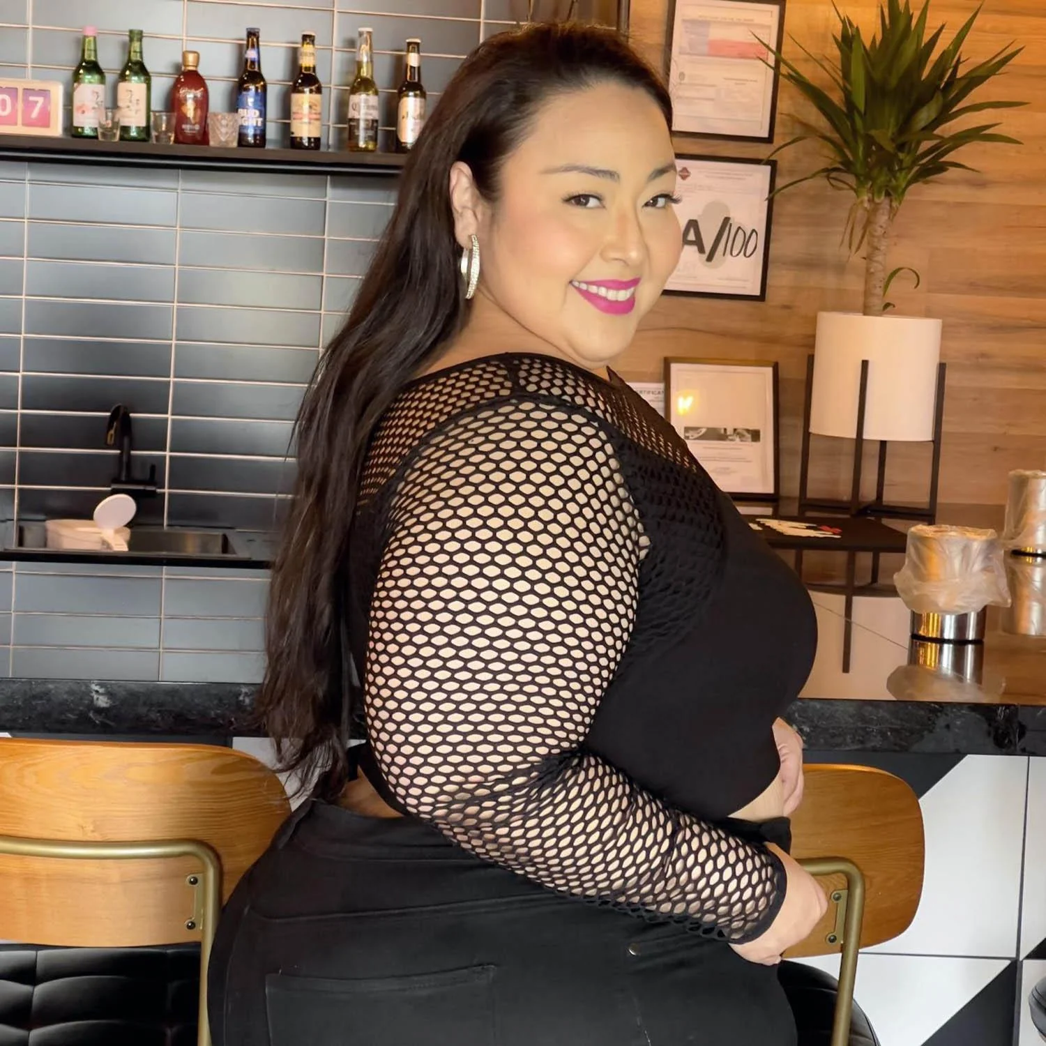 Fishnet Top - Alanis - Black - Zenithce