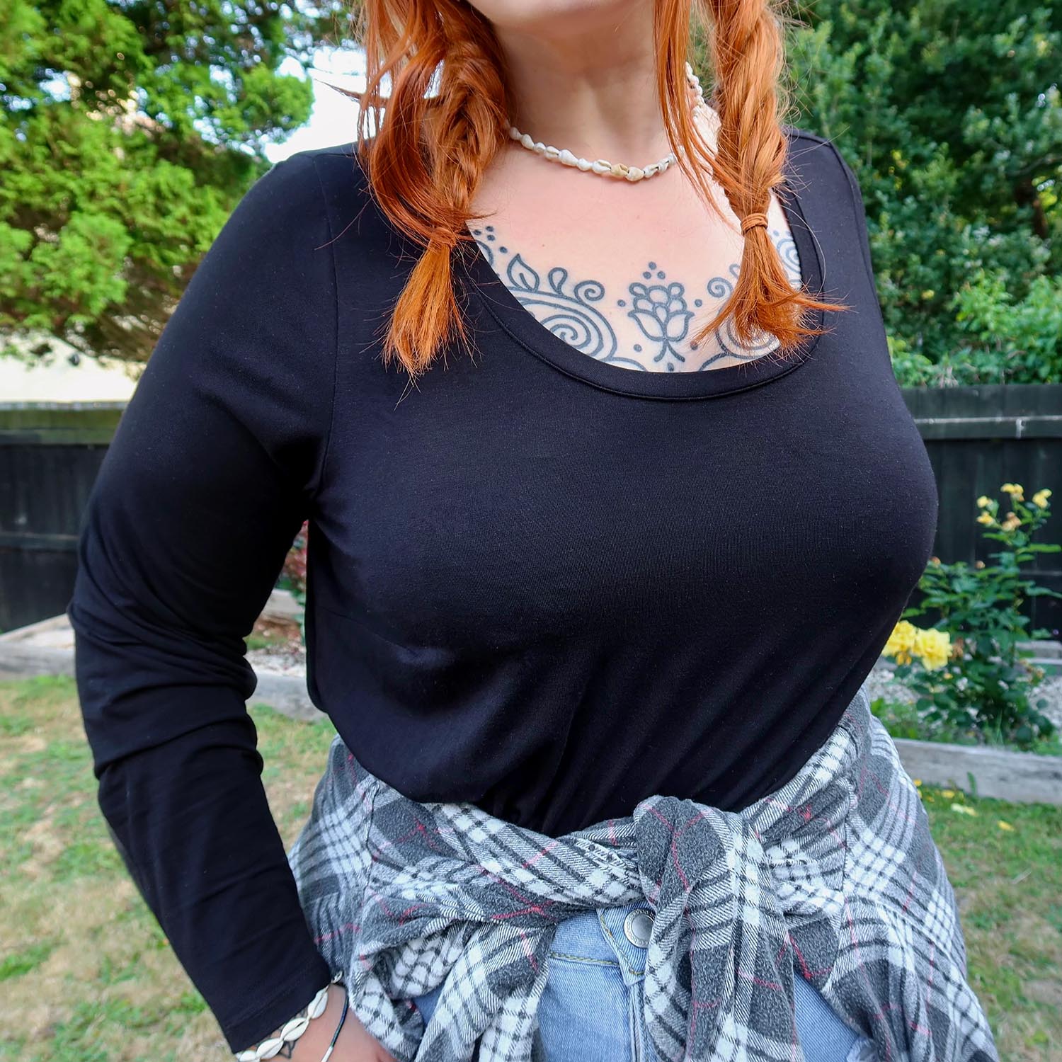 Bamboo Lounge Long Sleeve Top - Black - Zenithce