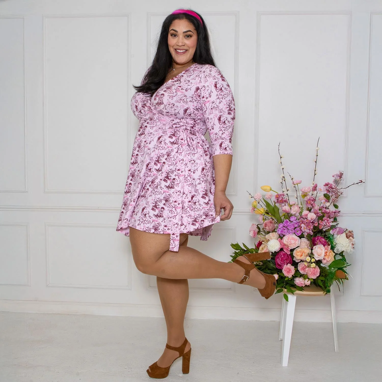 Mini Wrap Dress - Passion au Jardin - L'Amour Rose - Zenithce