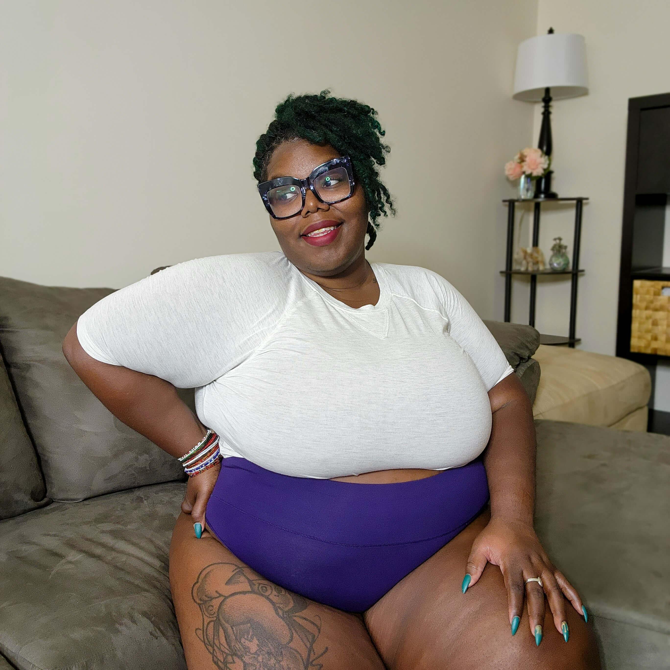 Organic Cotton Super High Leg Knickers - Suffragette Purple - Zenithce