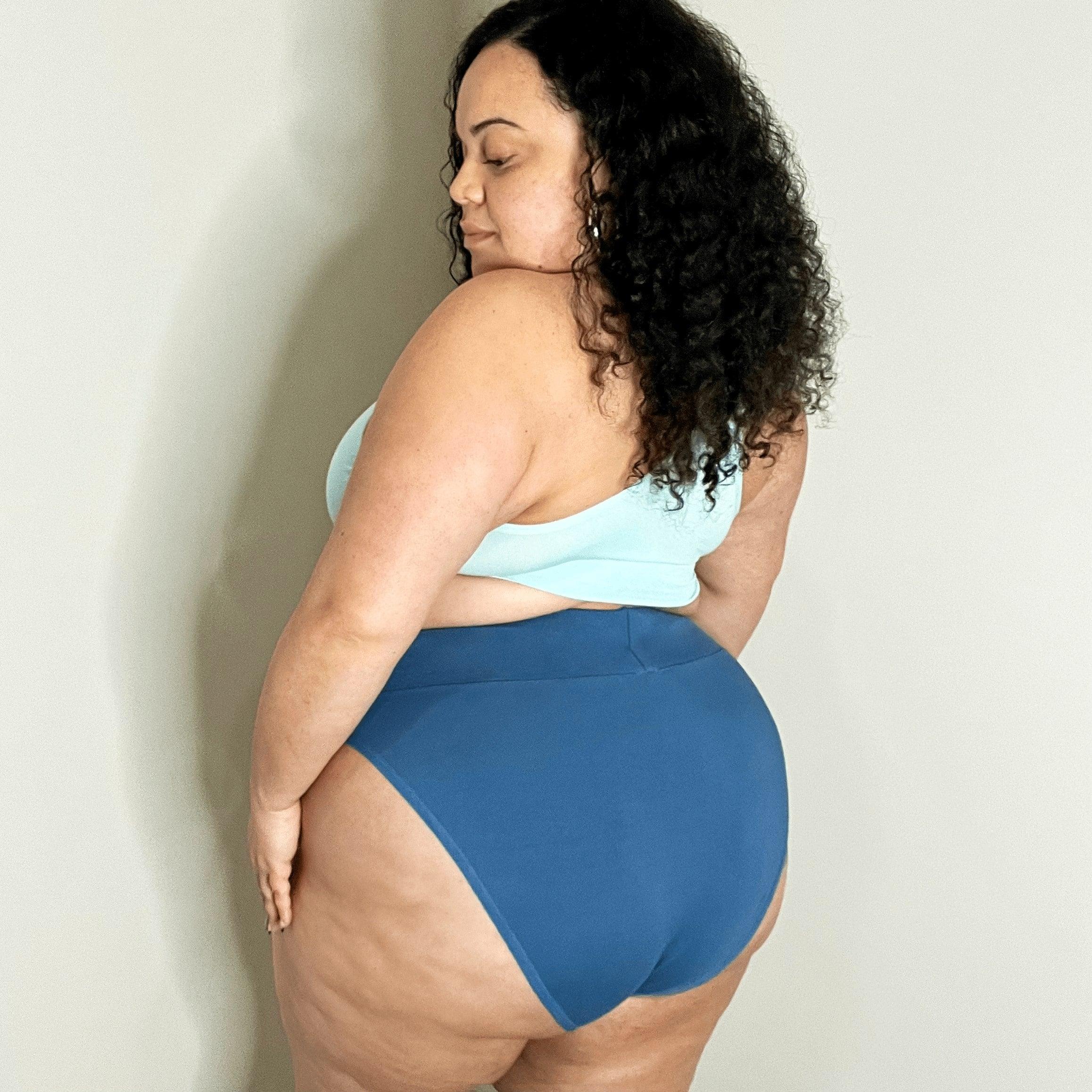 Organic Cotton Super High Leg Knickers - Denim - Zenithce