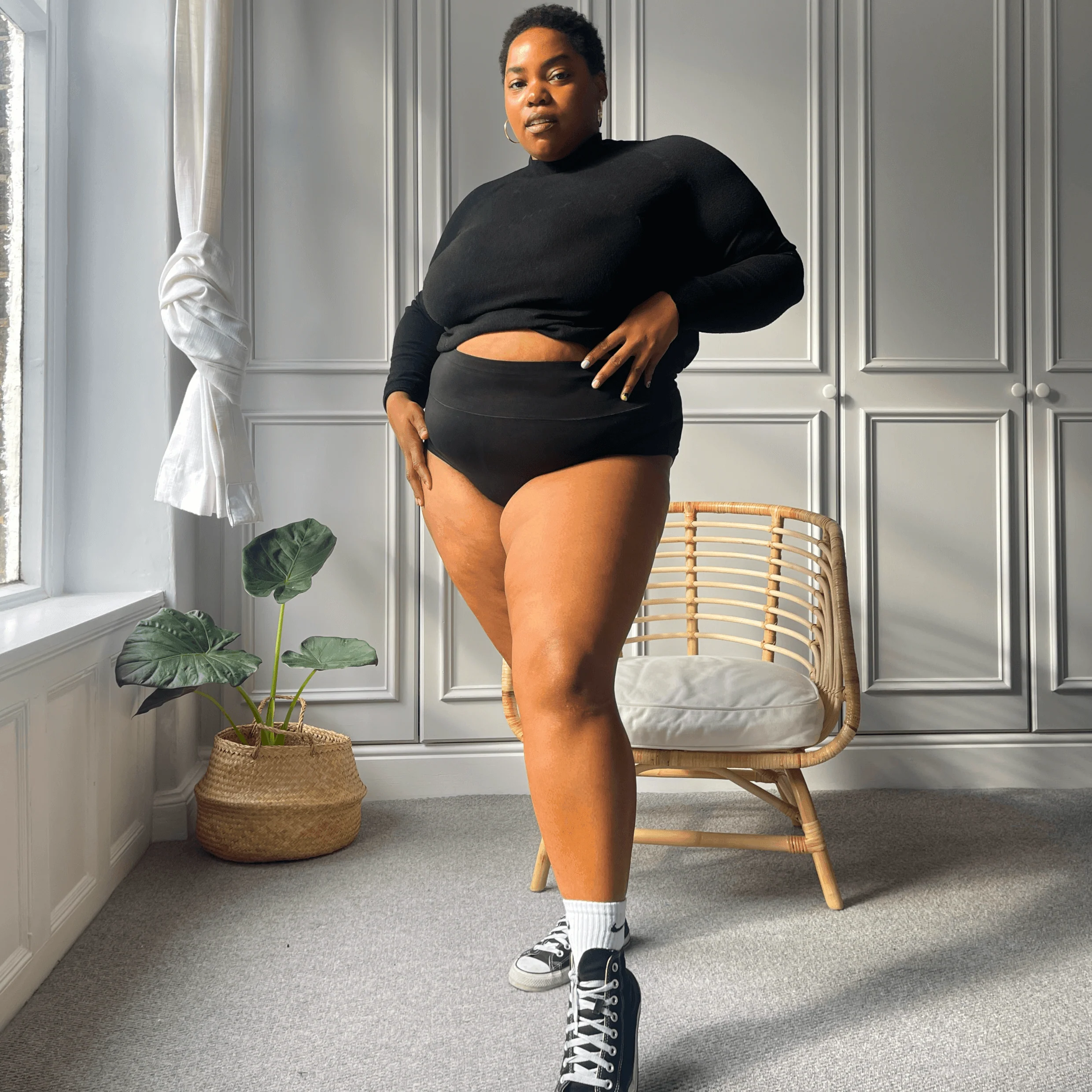 Organic Cotton Full Brief Knickers - Black - Zenithce