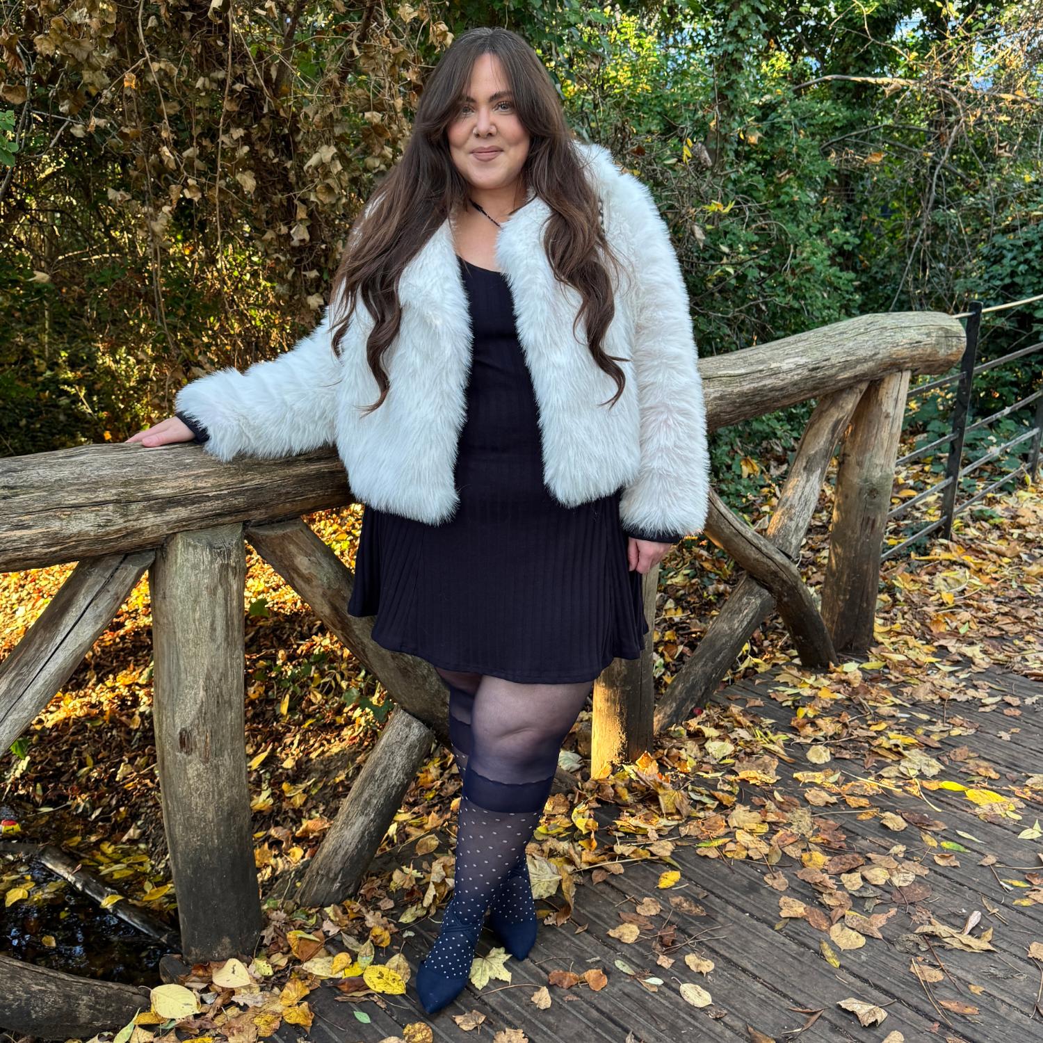 Seoul Chic Faux Sock Tights - Navy - Zenithce