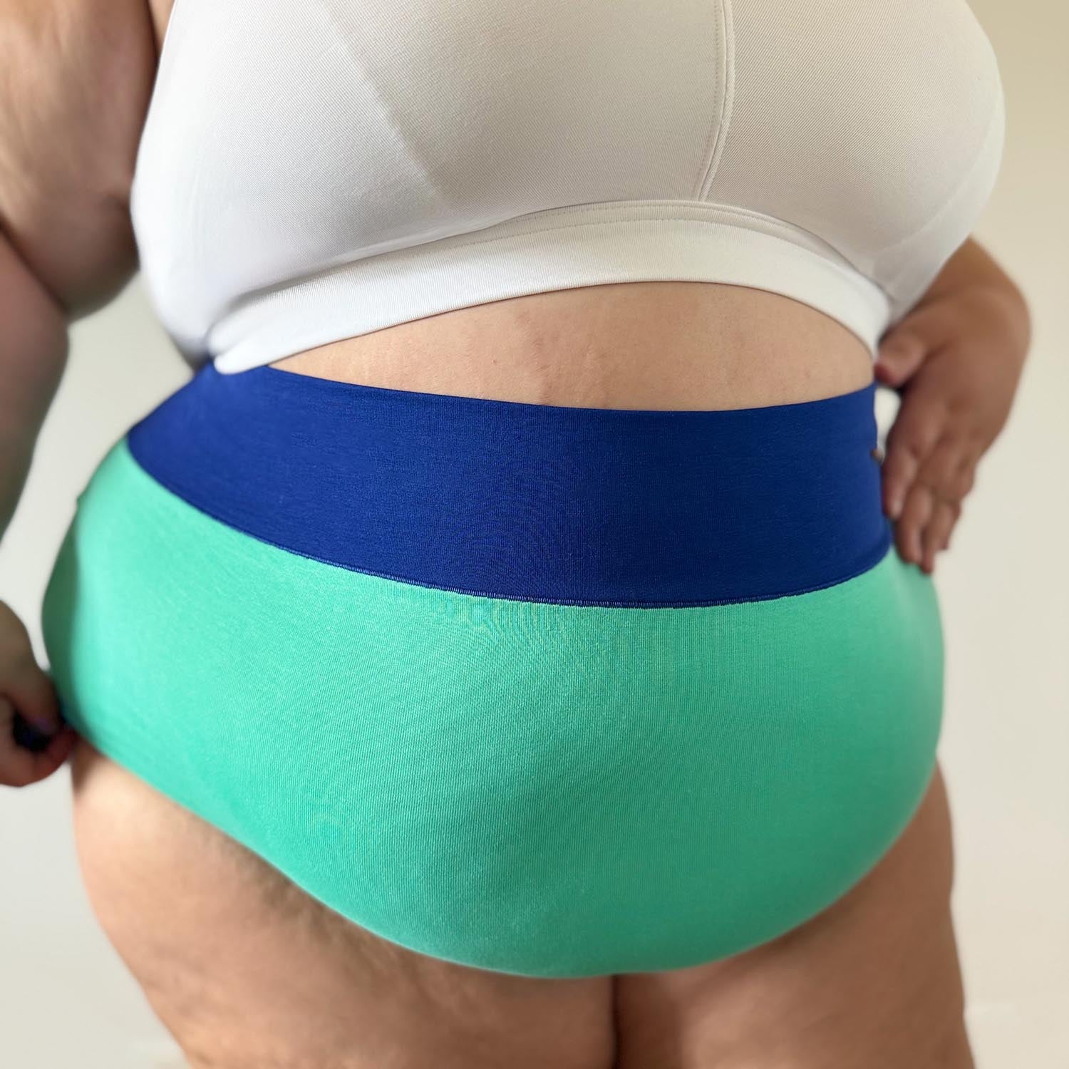 Organic Cotton Super High Waist Duo Knickers - Mint & Arabesque - Zenithce