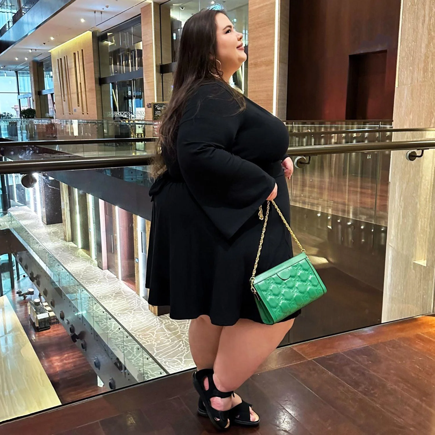 Bell Sleeve Mini Dress - Black - Zenithce