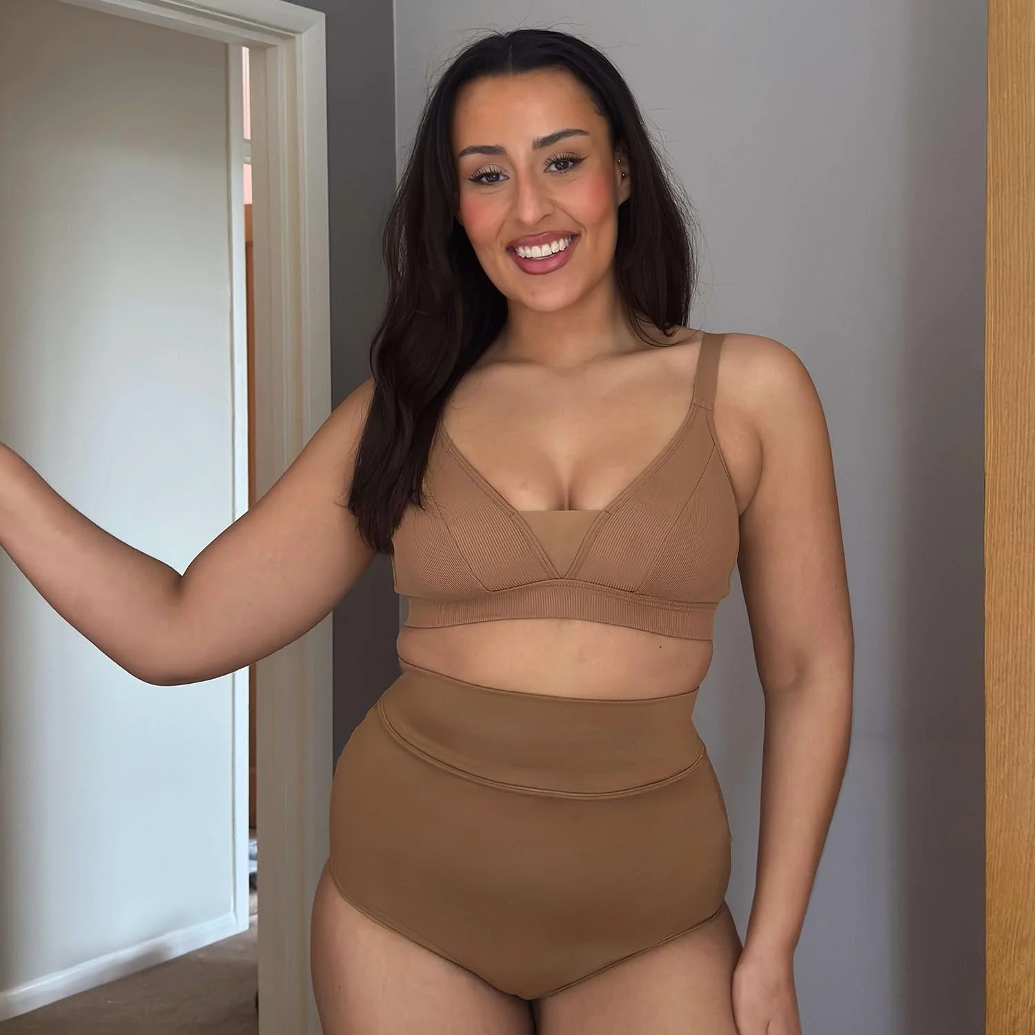 Organic Cotton Super High Waist Knickers - Caramel - Zenithce