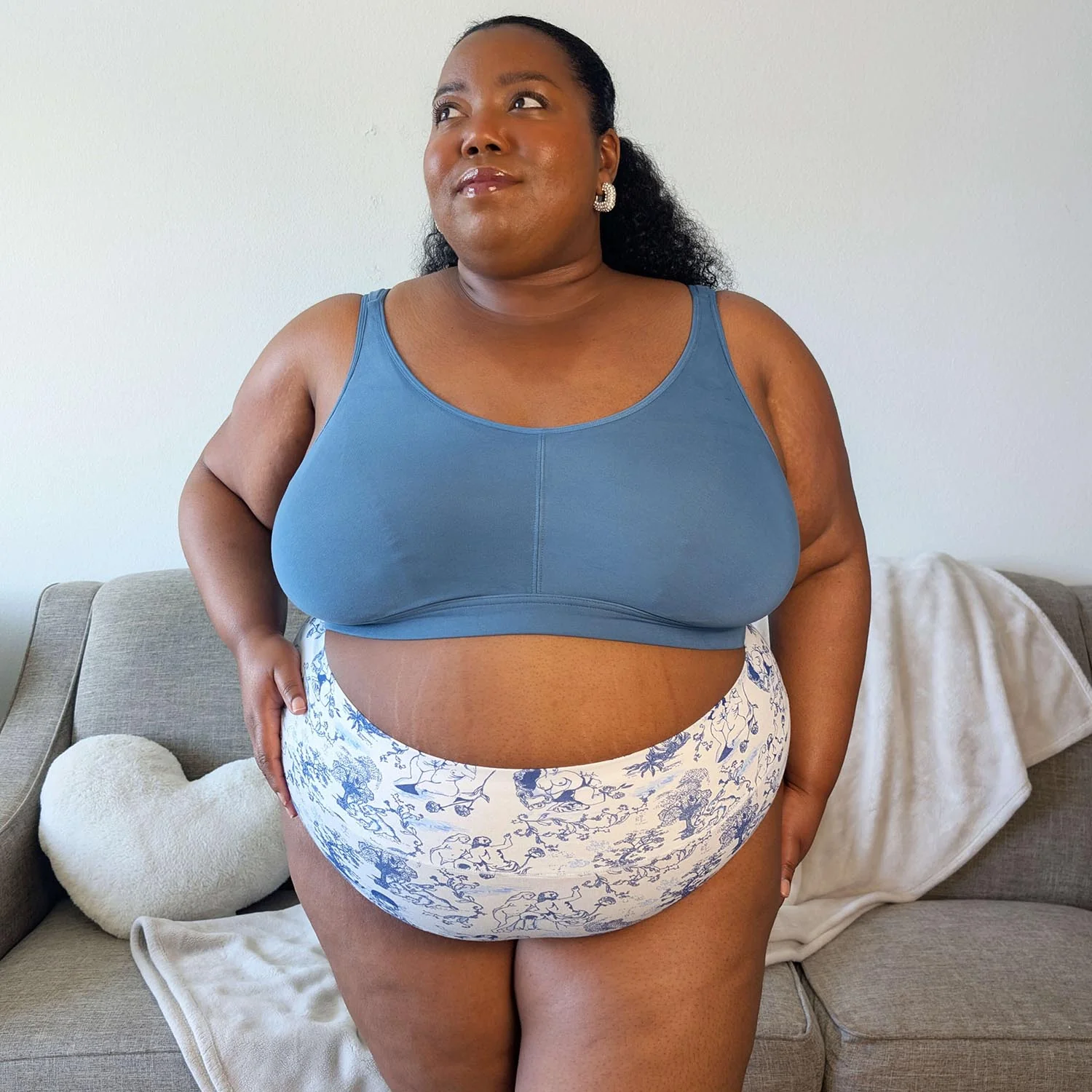 Organic Cotton Full Brief Knickers - Passion au Jardin - L'Amour Bleu - Zenithce