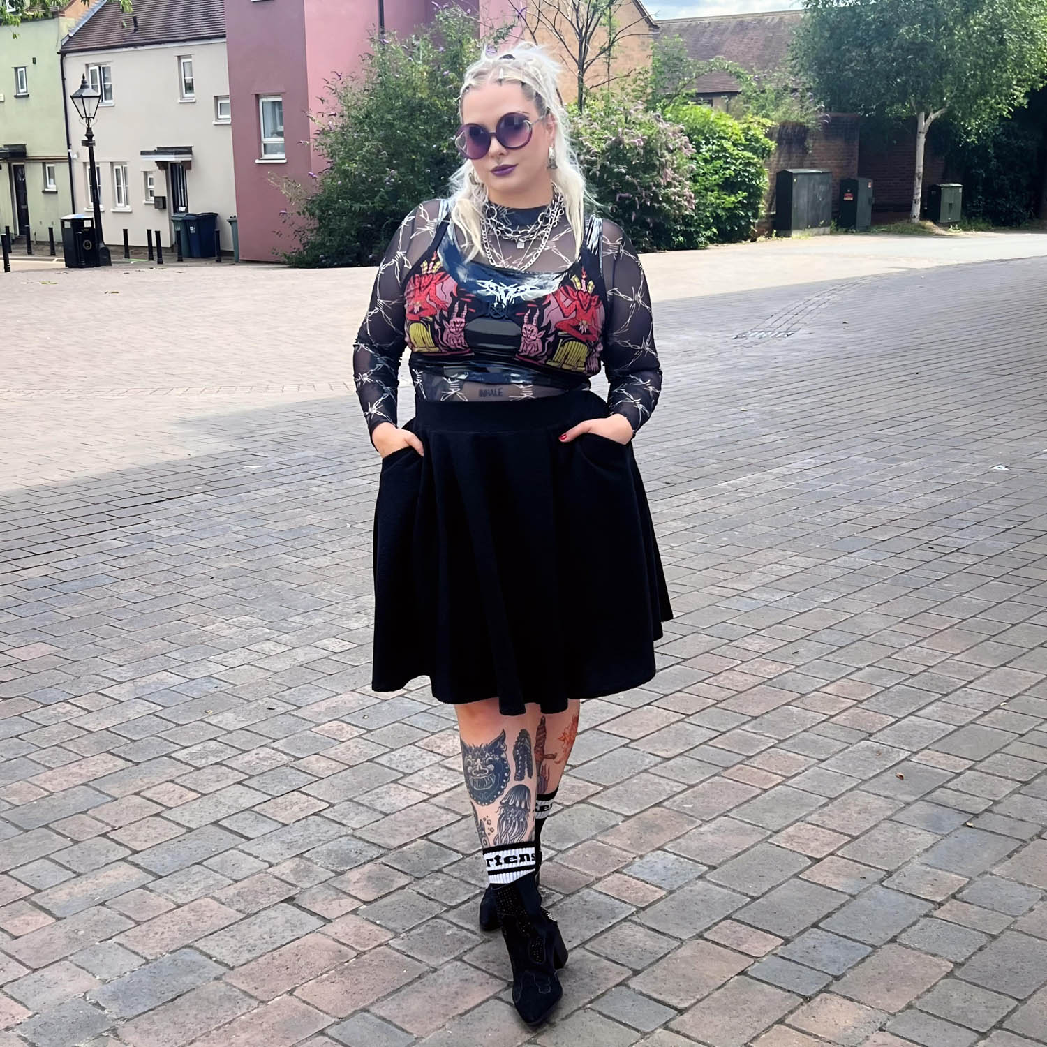 Ottoman Flare Skirt - Black - Zenithce