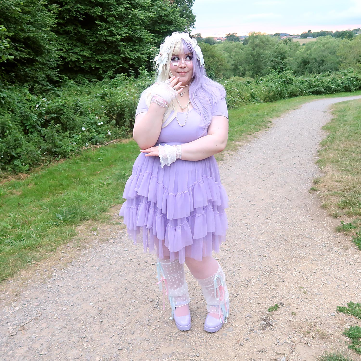 Tee Mesh Dress - Lavender Fields - Zenithce