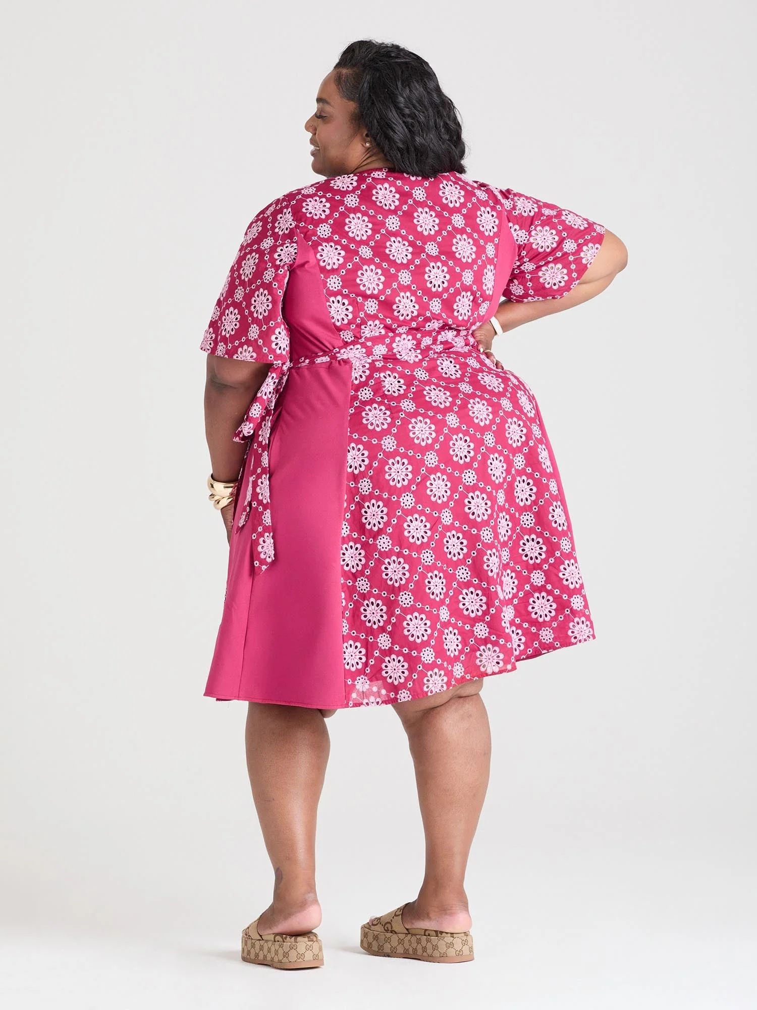 Broderie Anglaise Wrap Dress - Blood Red - Zenithce