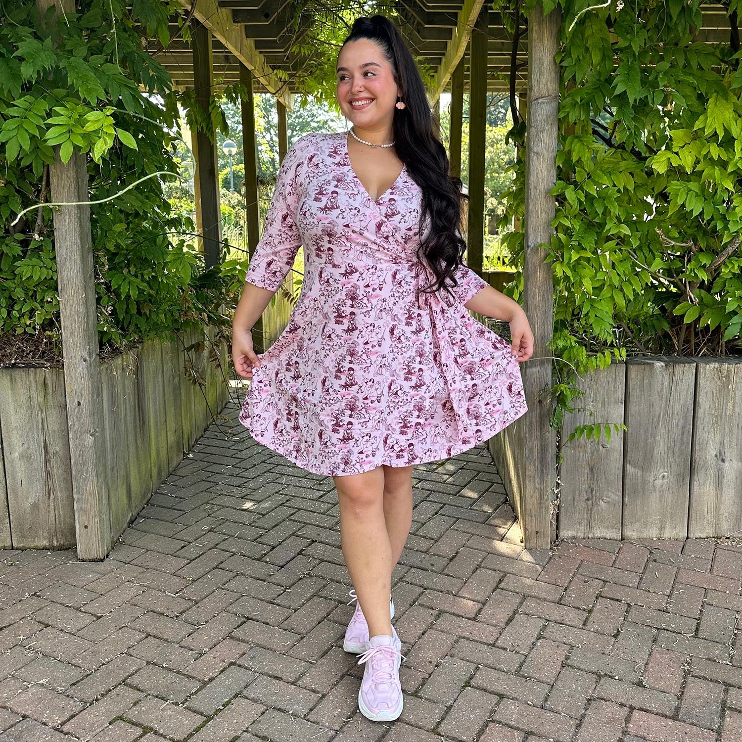 Mini Wrap Dress - Passion au Jardin - L'Amour Rose - Zenithce